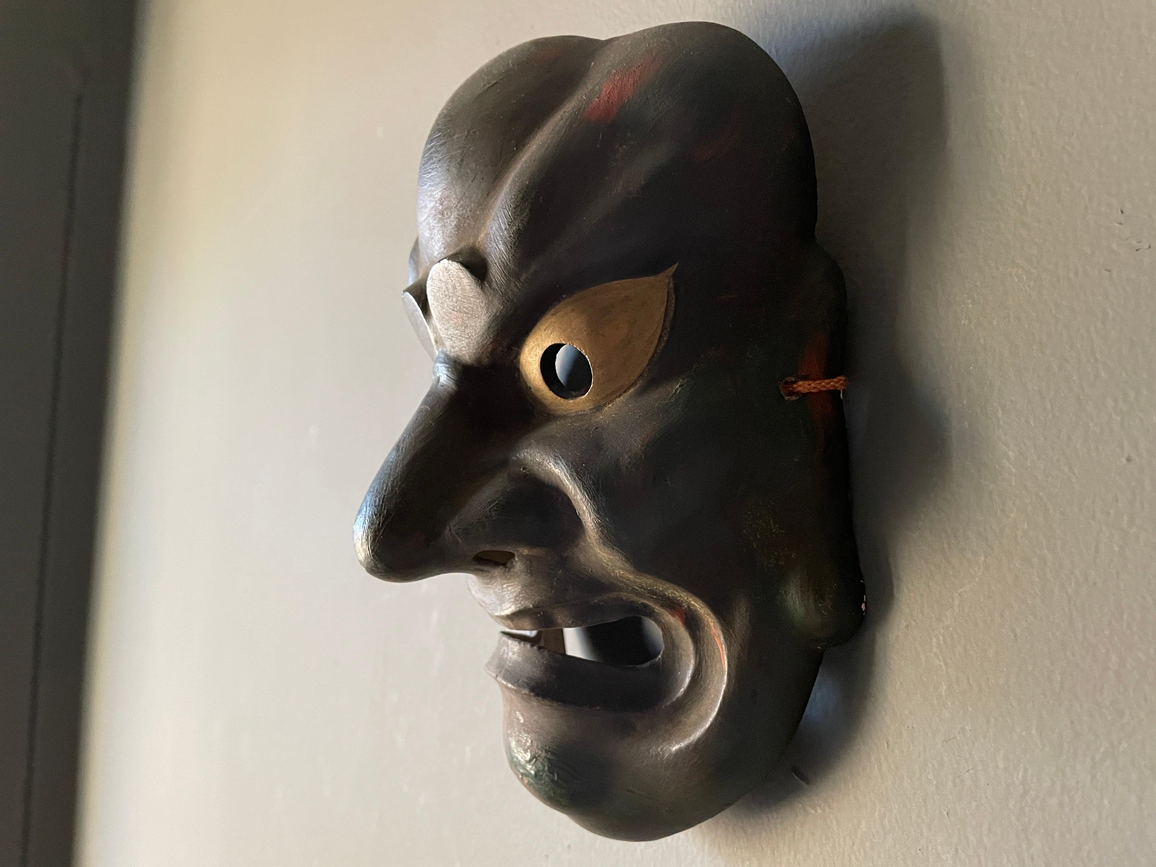 20th Century Vintage Plaster Japanese Demon Mask