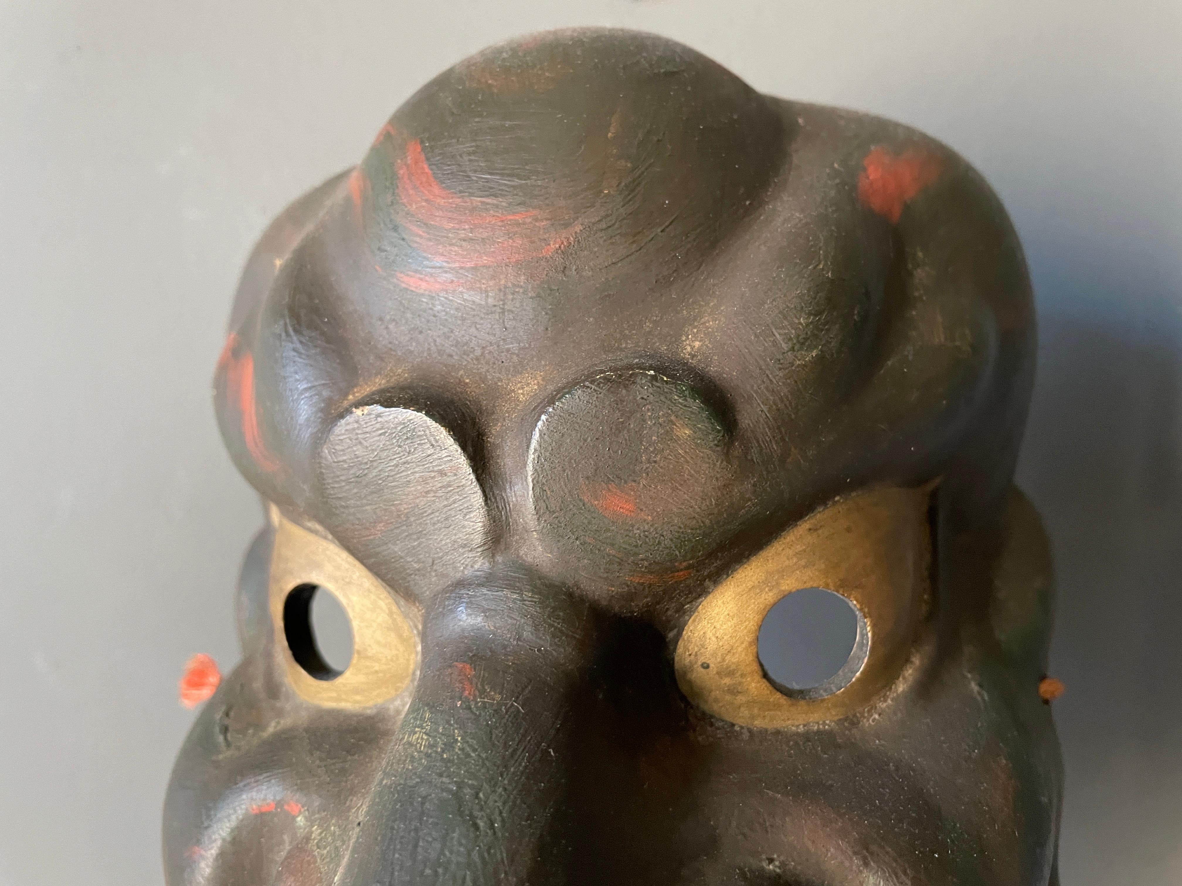 Vintage Plaster Japanese Demon Mask 1