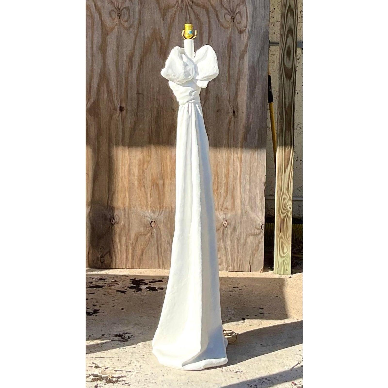 Vintage Plaster John Dickinson Draped Knot Floor Lamp In Good Condition In west palm beach, FL