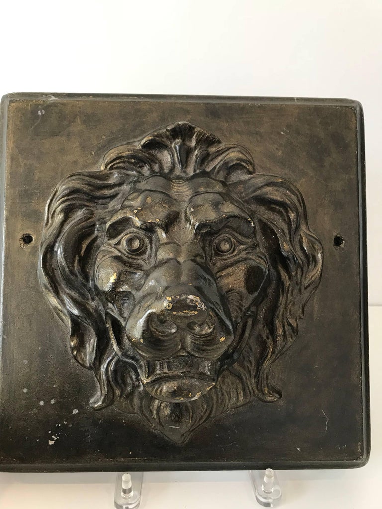 Vintage Plaster Lion Plaque For Sale at 1stDibs