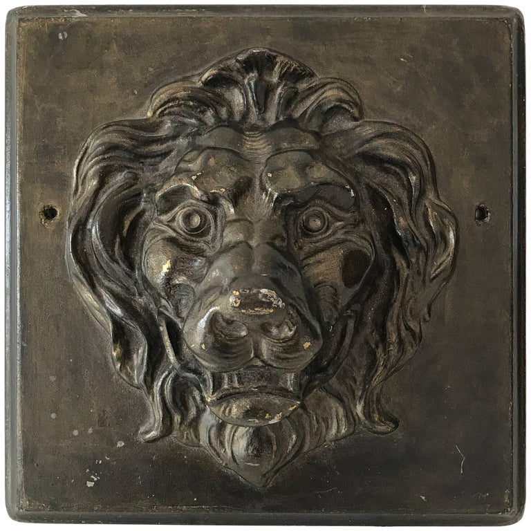 Vintage Plaster Lion Plaque For Sale at 1stdibs