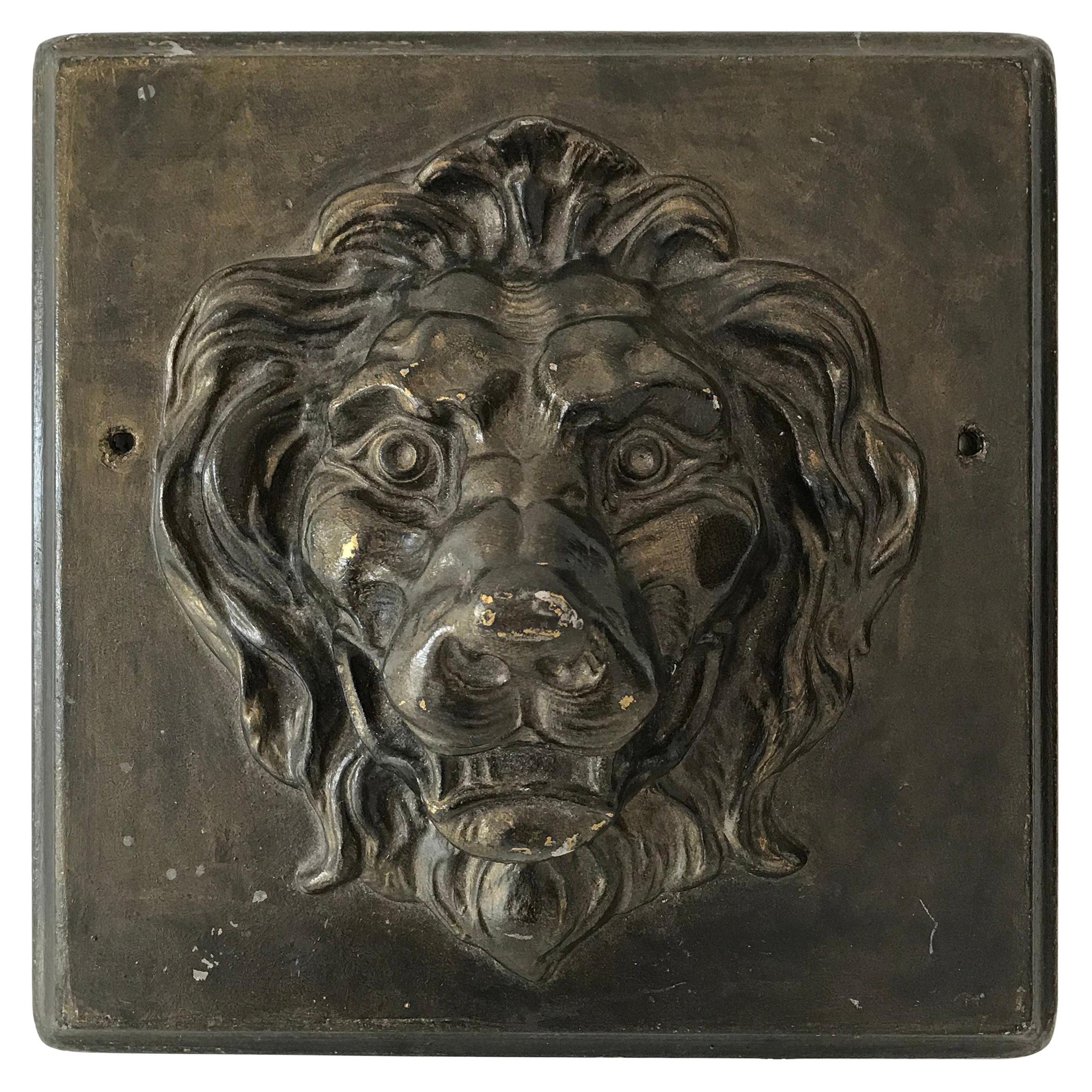 Vintage Plaster Lion Plaque