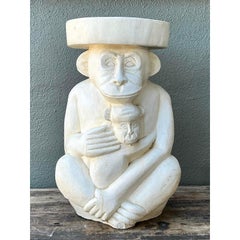 Vintage Plaster Monkey Low Stool