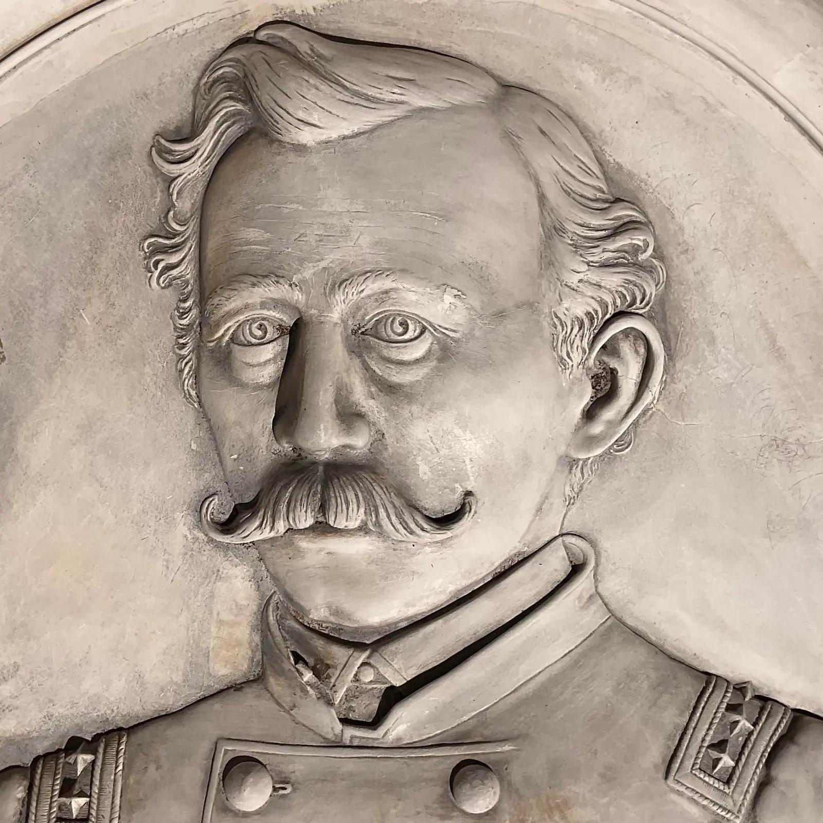 North American Vintage Plaster Monumental Medallion of General Sheridan