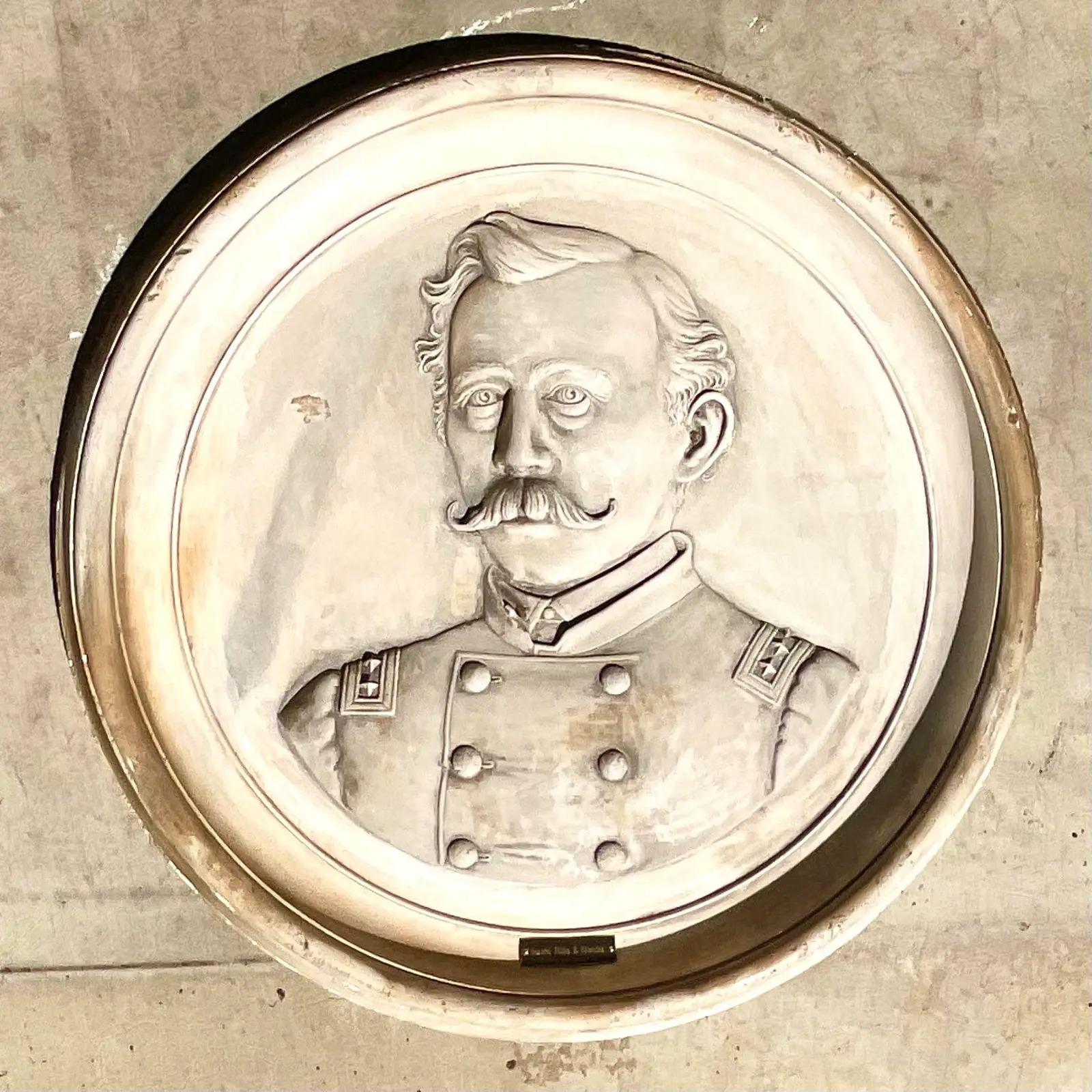 Vintage Plaster Monumental Medallion of General Sheridan 3