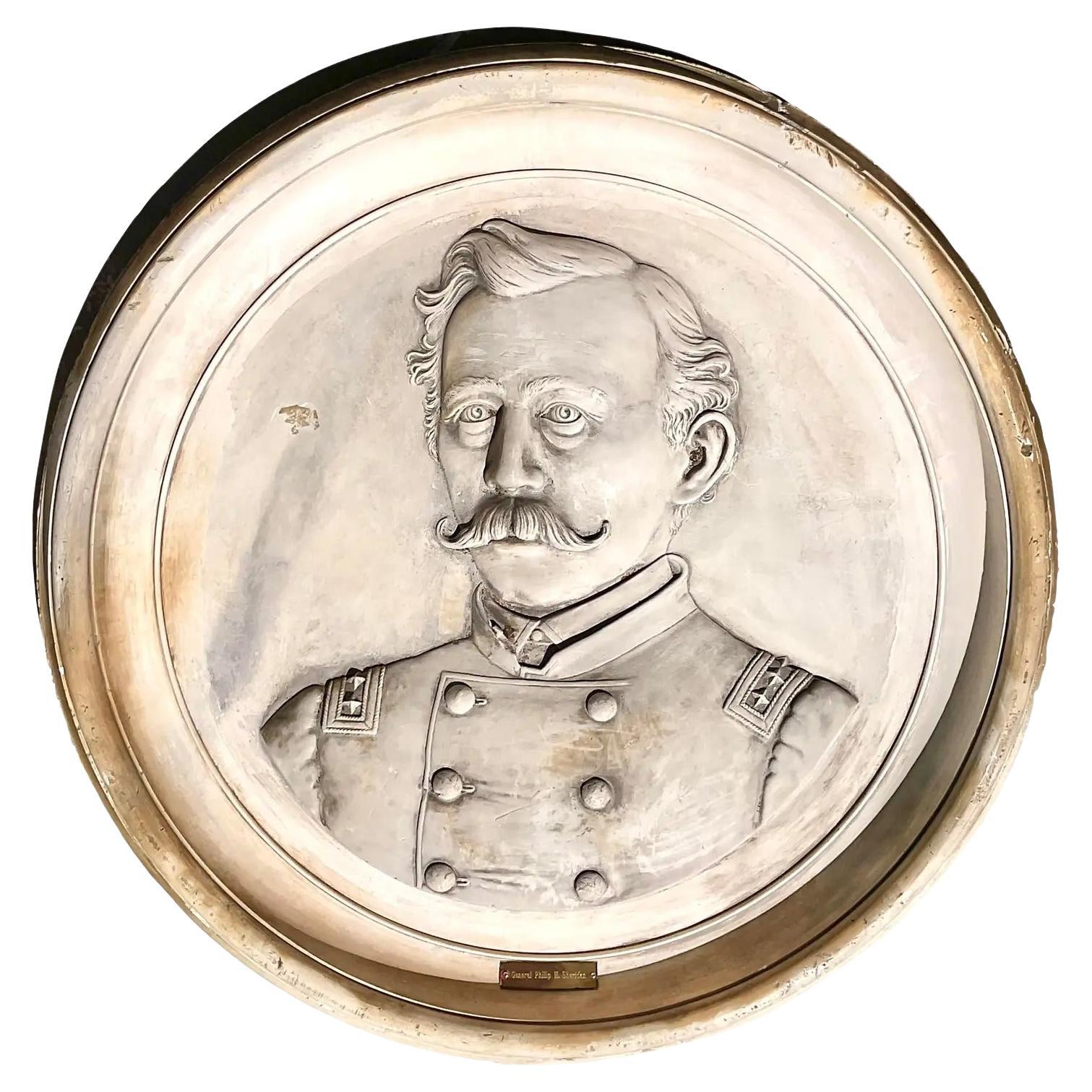 Vintage Plaster Monumental Medallion of General Sheridan