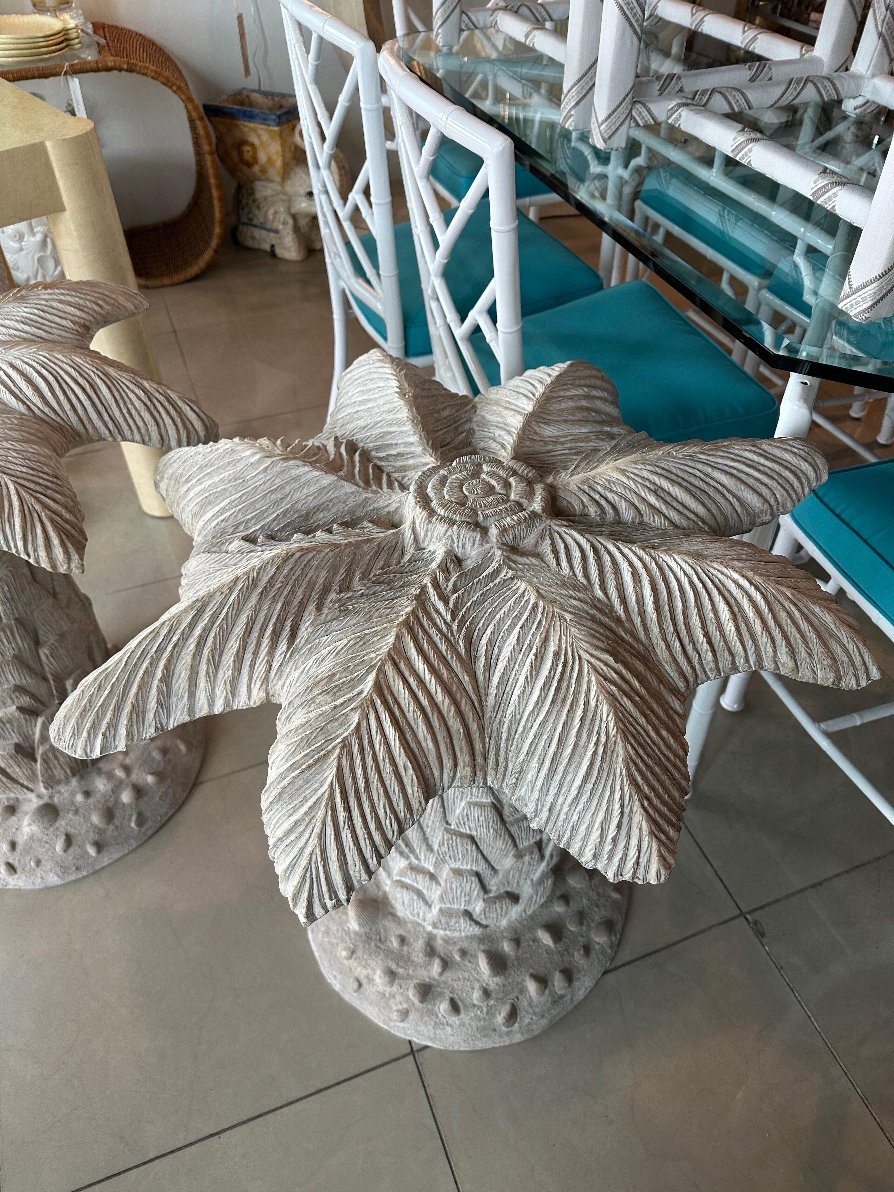 Vintage Plaster Palm Tree Leaf Table Dining Table Center Entry Base 2 Available For Sale 1