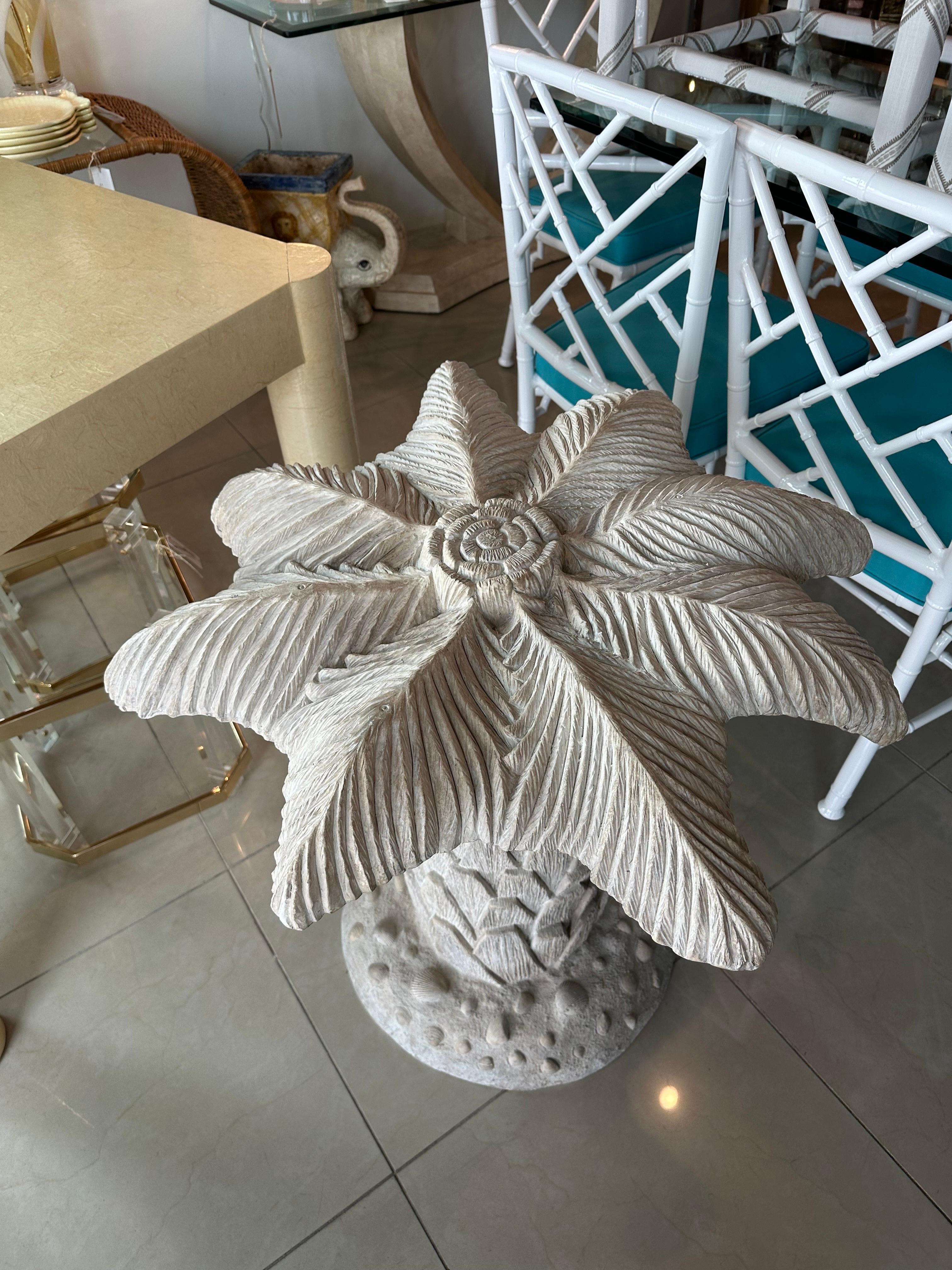 Vintage Plaster Palm Tree Leaf Table Dining Table Center Entry Base 2 Available For Sale 2