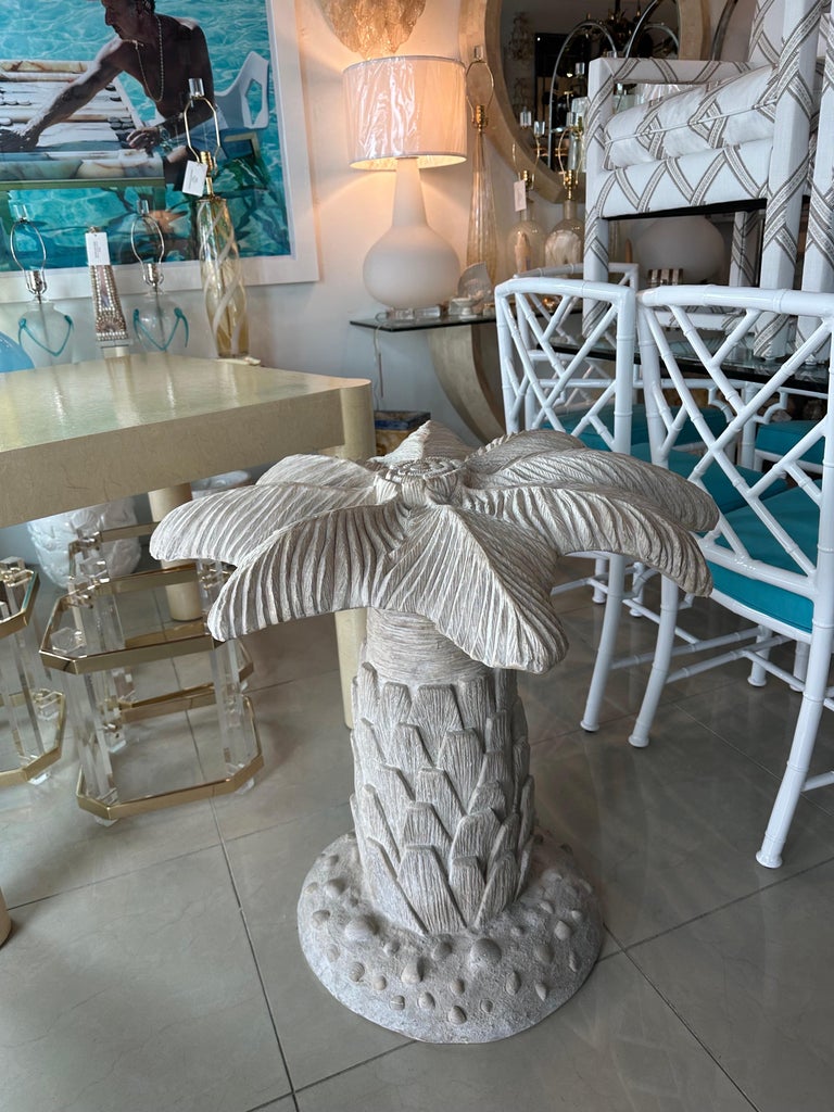 Vintage Plaster Palm Tree Leaf Table Dining Table or Center Entry Base For Sale at 1stDibs
