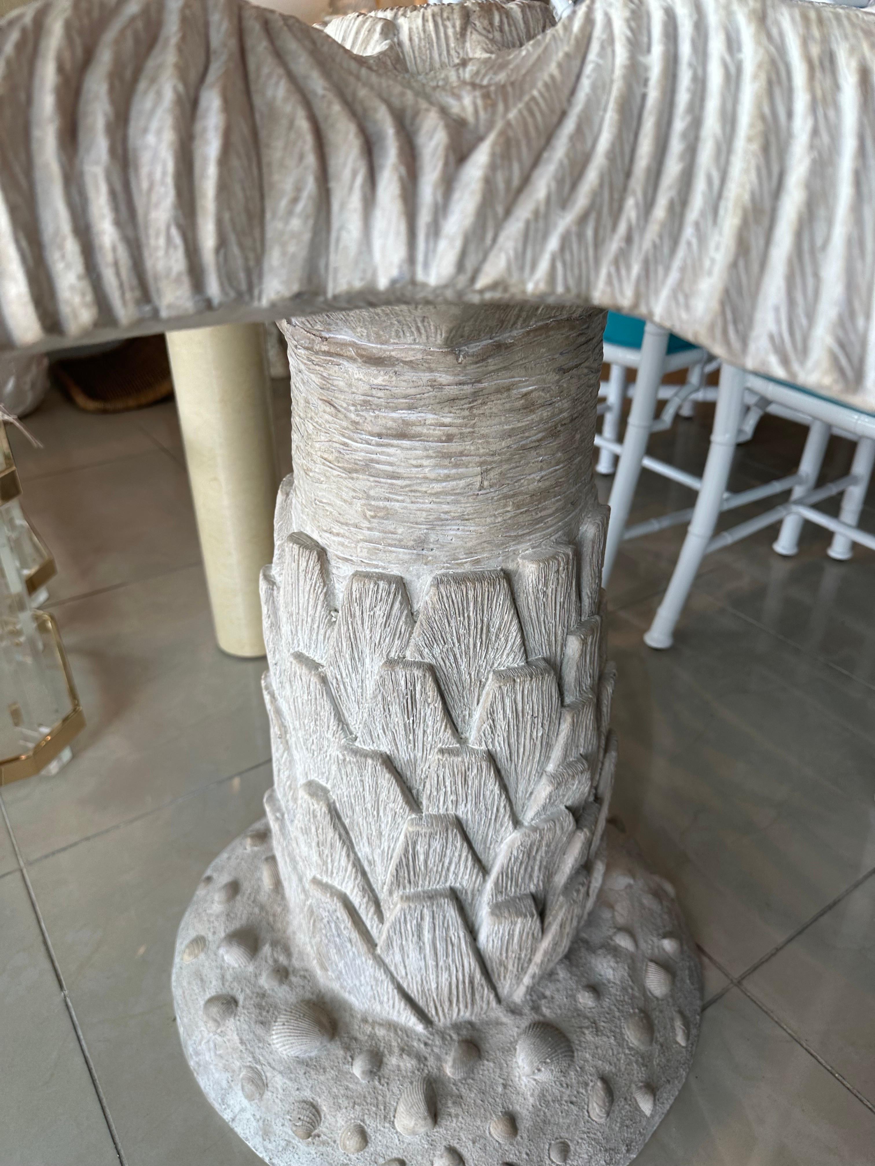 Vintage Plaster Palm Tree Leaf Table Dining Table Center Entry Base 2 Available For Sale 4