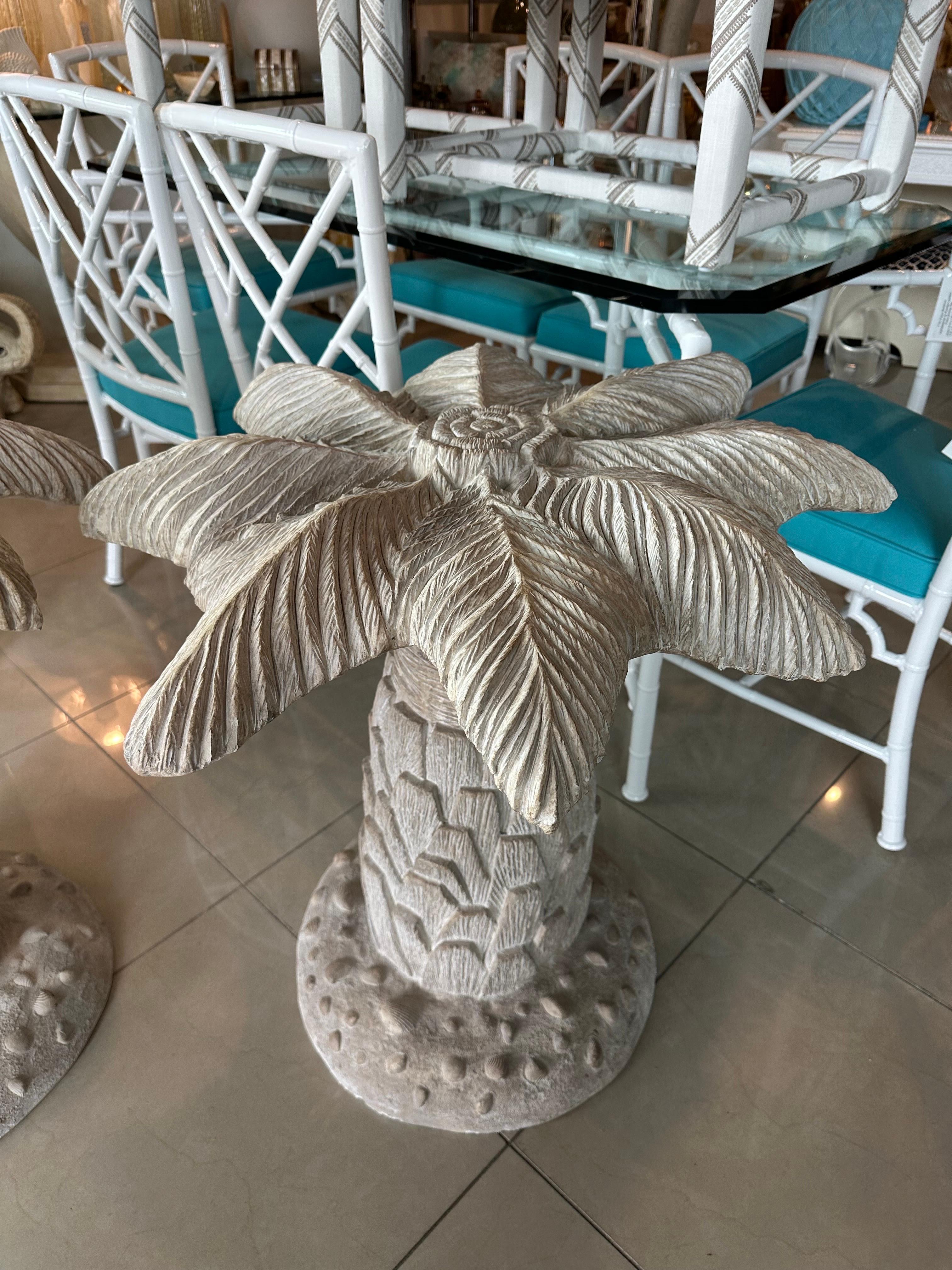 Vintage Plaster Palm Tree Leaf Table Dining Table Center Entry Base 2 Available For Sale 5