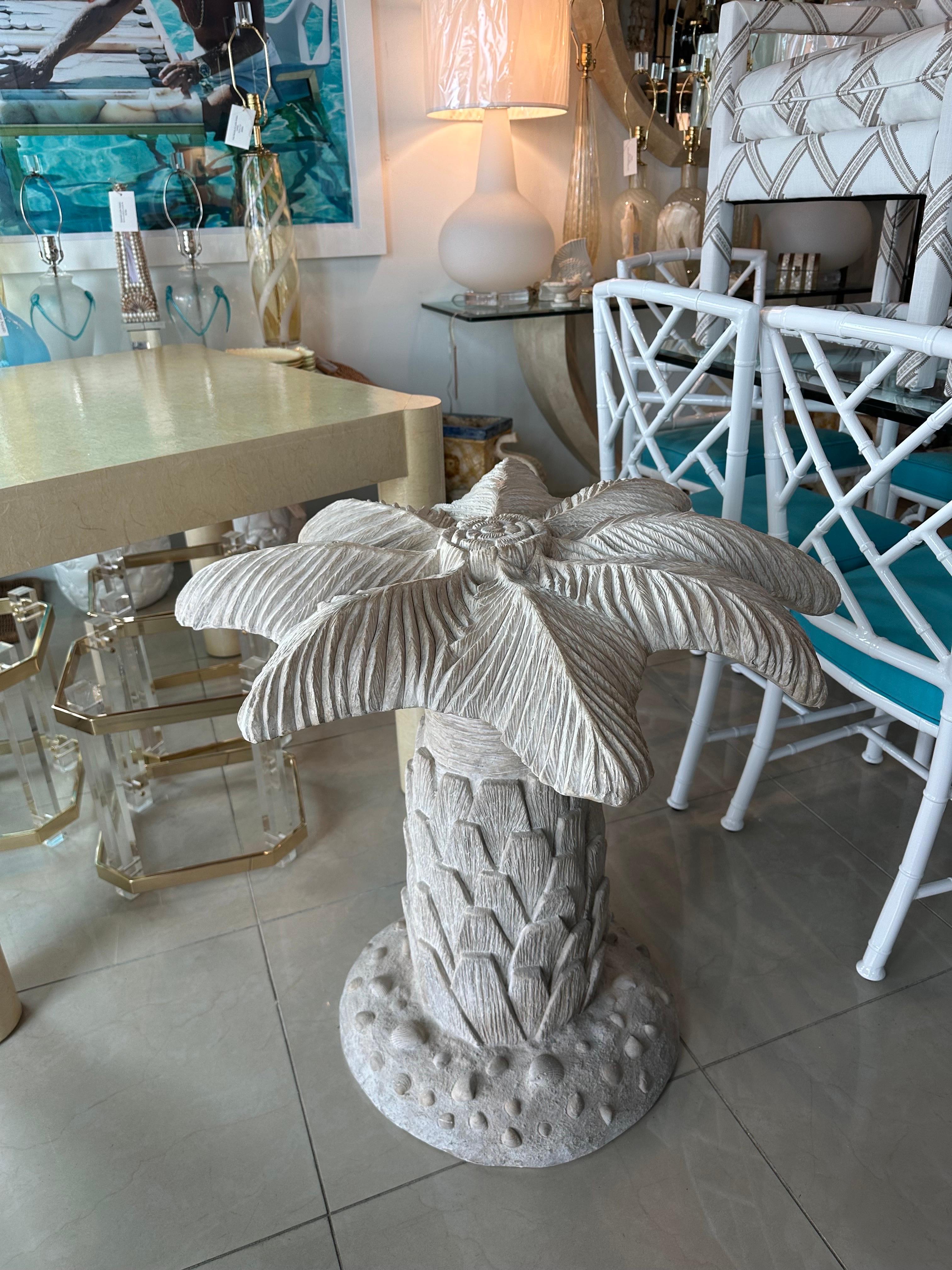 Table de salle à manger en plâtre vintage à feuilles de palmier Base d'entrée centrale 2 disponibles en vente 9