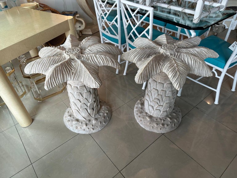 Vintage Plaster Palm Tree Leaf Table Dining Table or Center Entry Base For Sale at 1stDibs