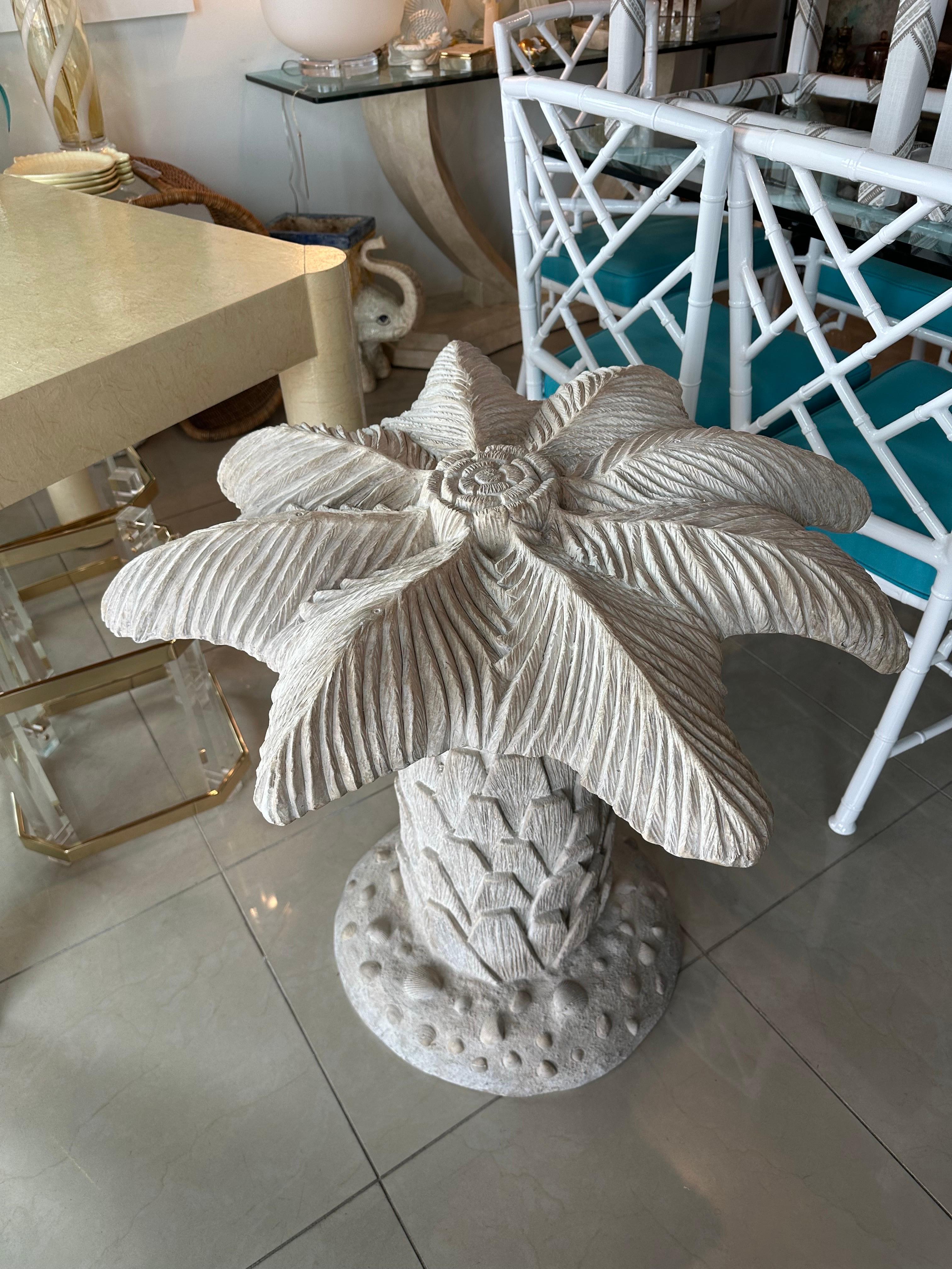 American Vintage Plaster Palm Tree Leaf Table Dining Table Center Entry Base 2 Available For Sale