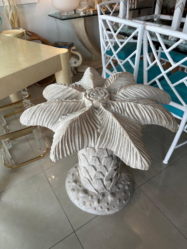 Vintage Plaster Palm Tree Leaf Table Dining Table or Center Entry Base
