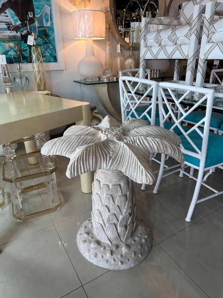 Vintage Plaster Palm Tree Leaf Table Dining Table or Center Entry Base For Sale at 1stDibs