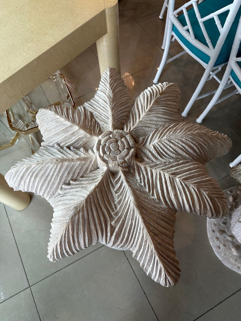 Vintage Plaster Palm Tree Leaf Table Dining Table or Center Entry Base For Sale at 1stDibs