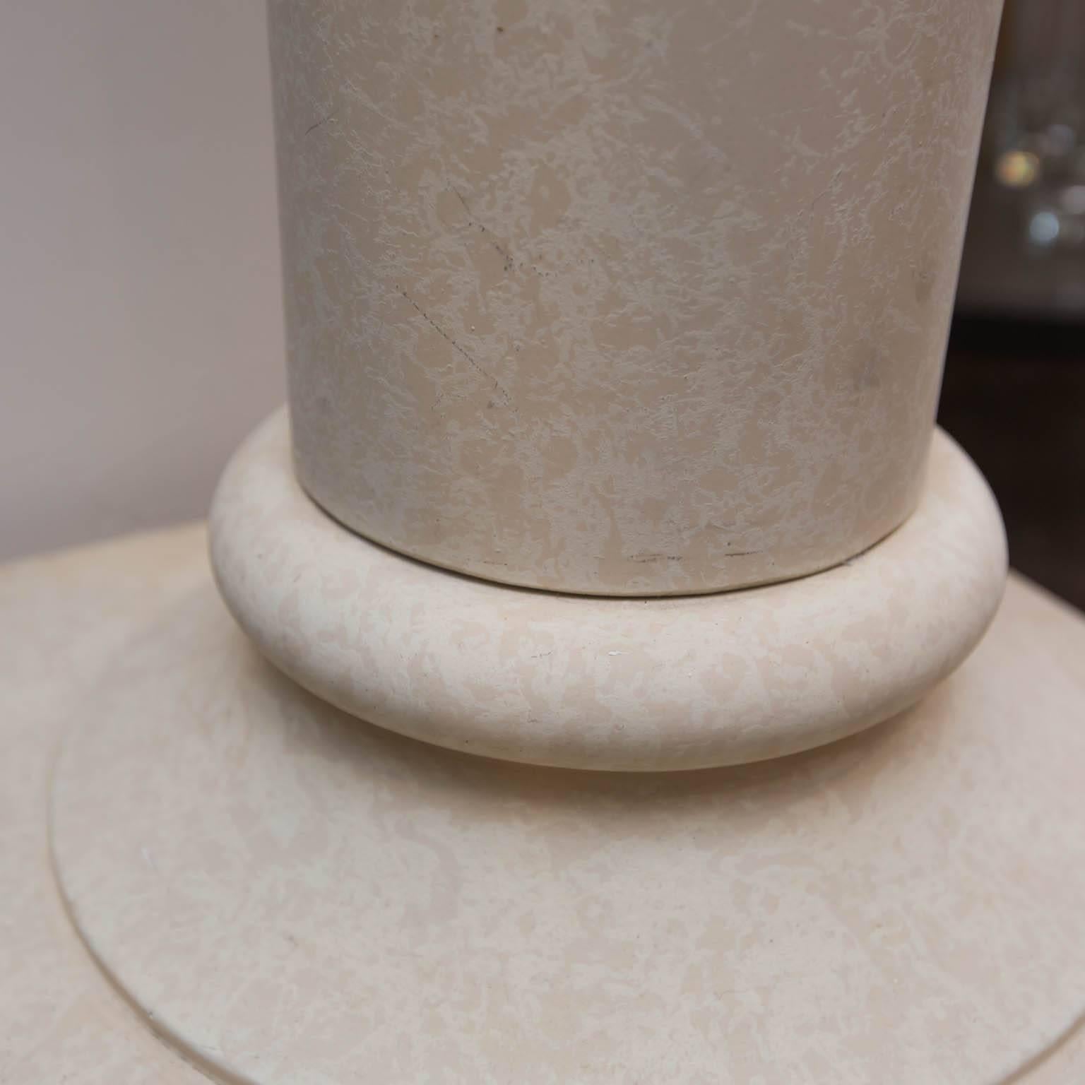 Newly rewired, this plaster torchiere comes with a cord mounted dimmer. In overall clean shape.