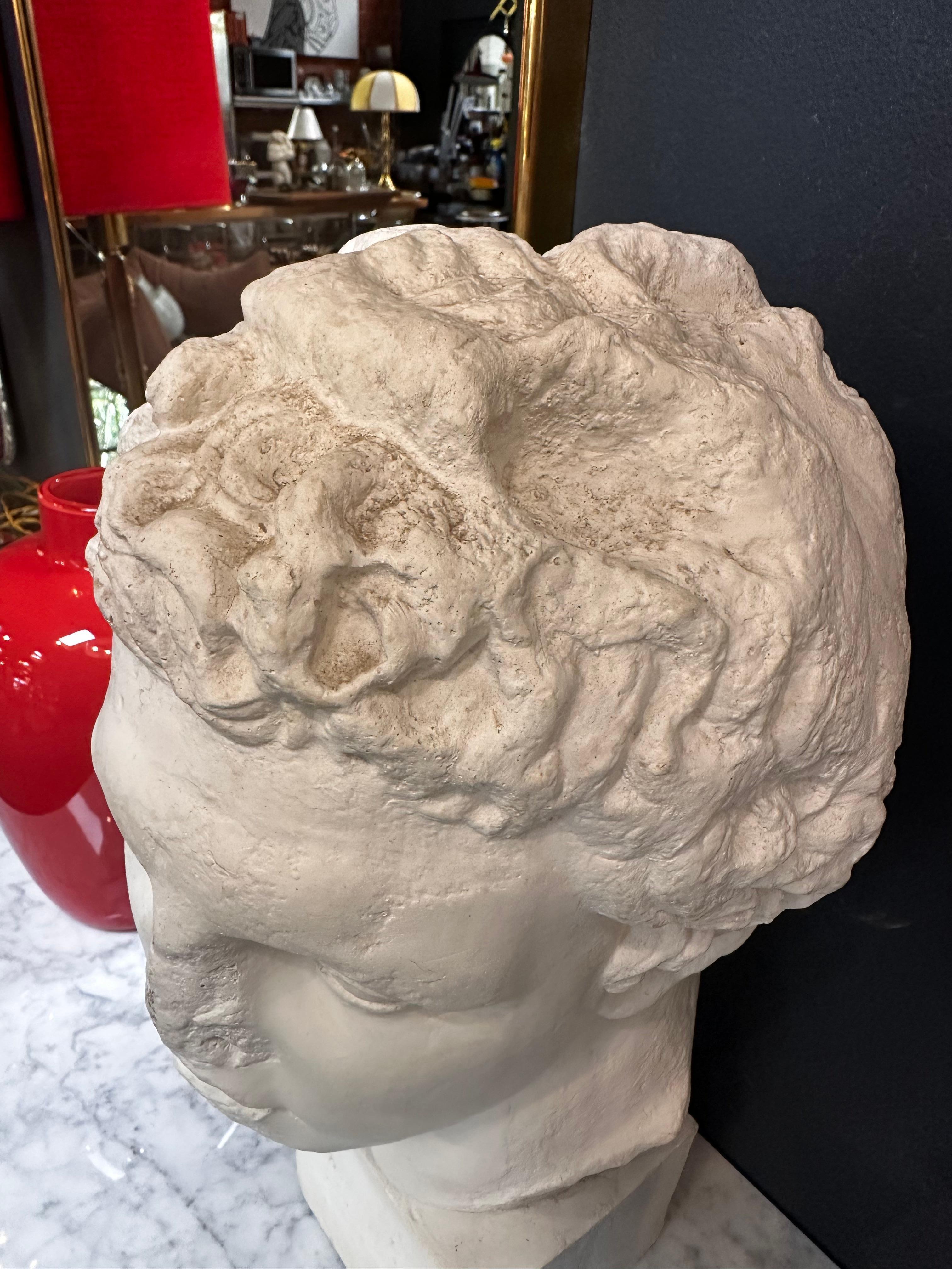 Italian Vintage Plaster Roman Head Sculpture 1970s