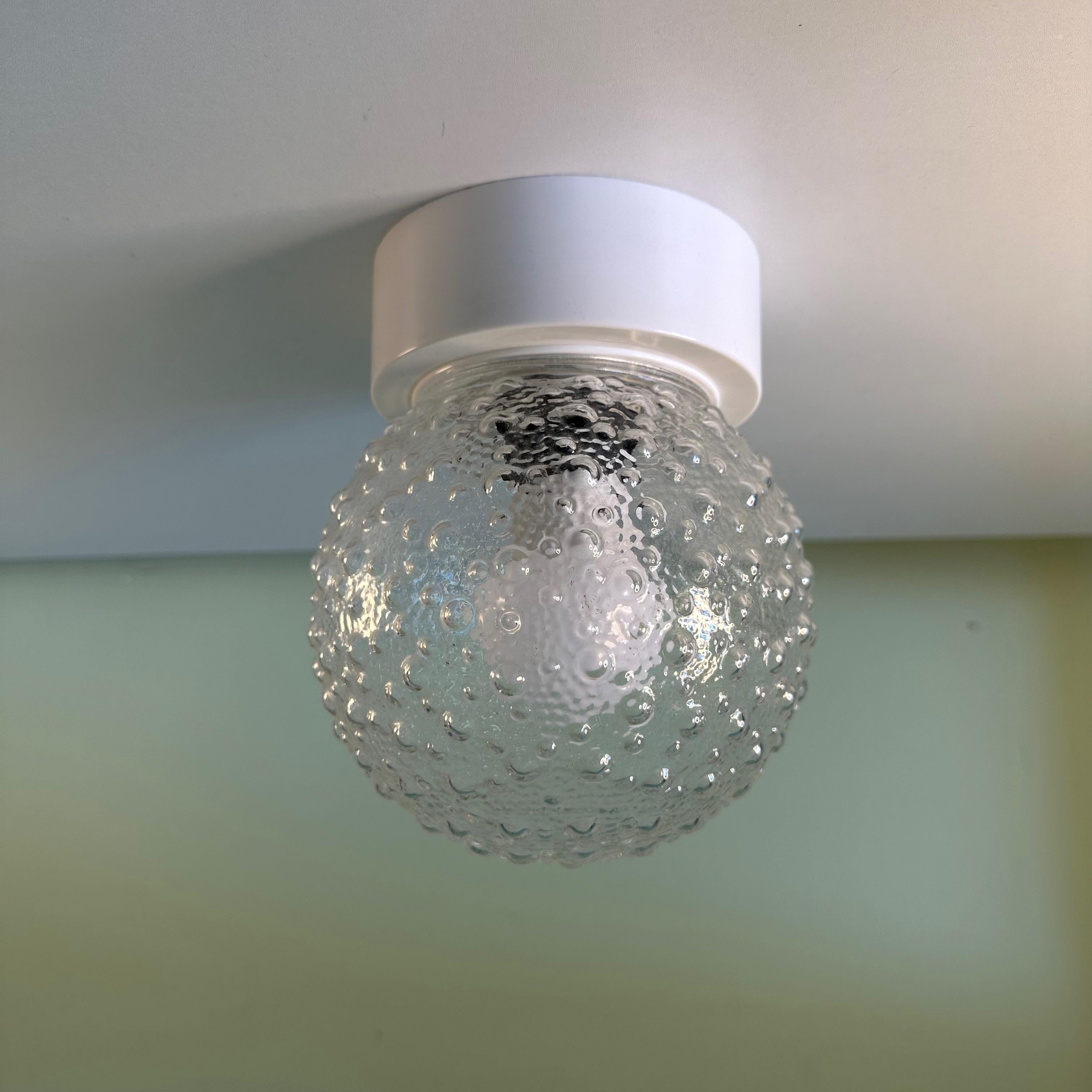 Space Age Vintage Plastic Bubble Textured Globe Flush Mount Lamp or Wall Light Sconce For Sale