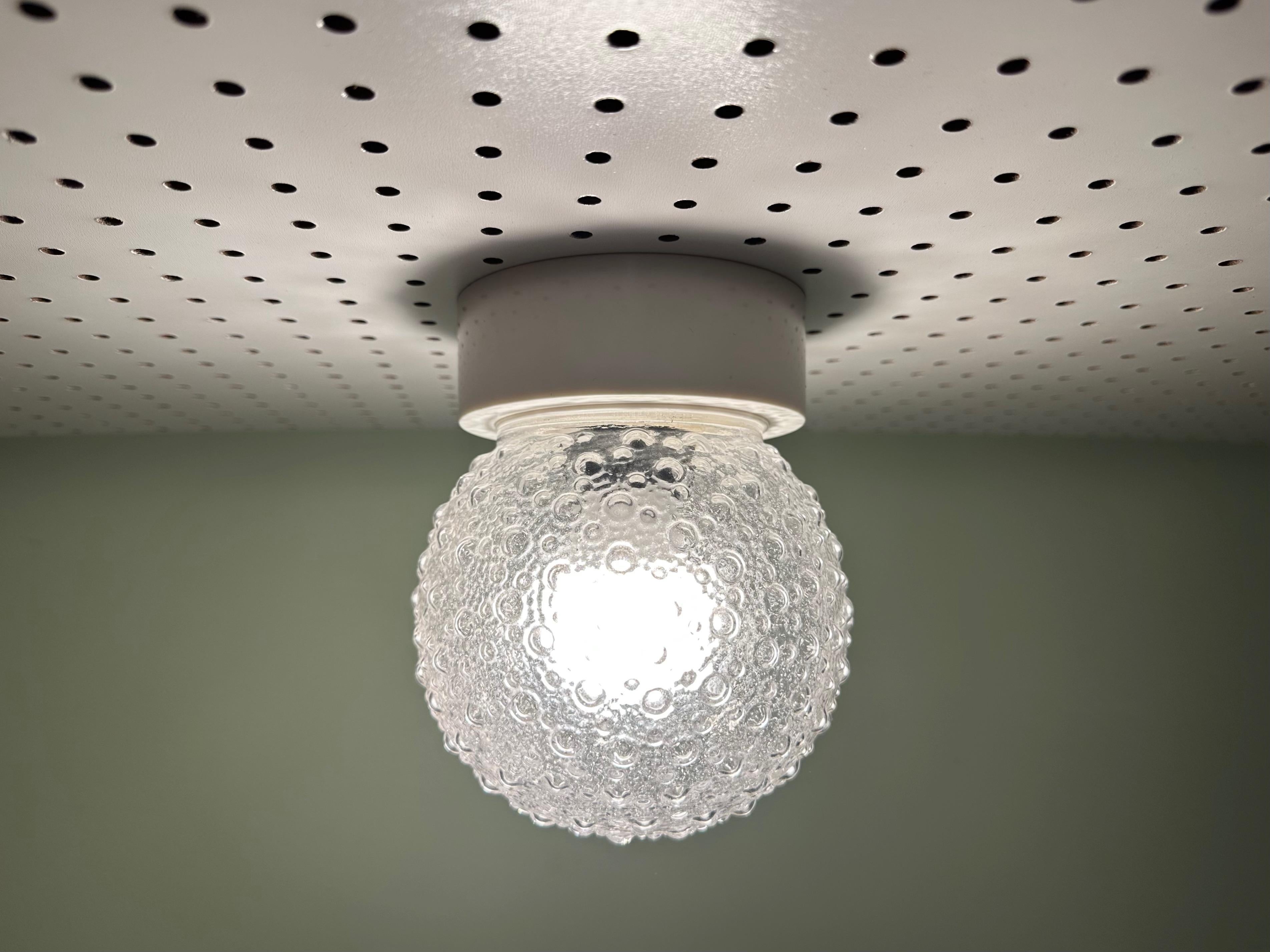 Vintage Plastic Bubble Textured Globe Flush Mount Lamp or Wall Light Sconce In Excellent Condition For Sale In Amityville, NY