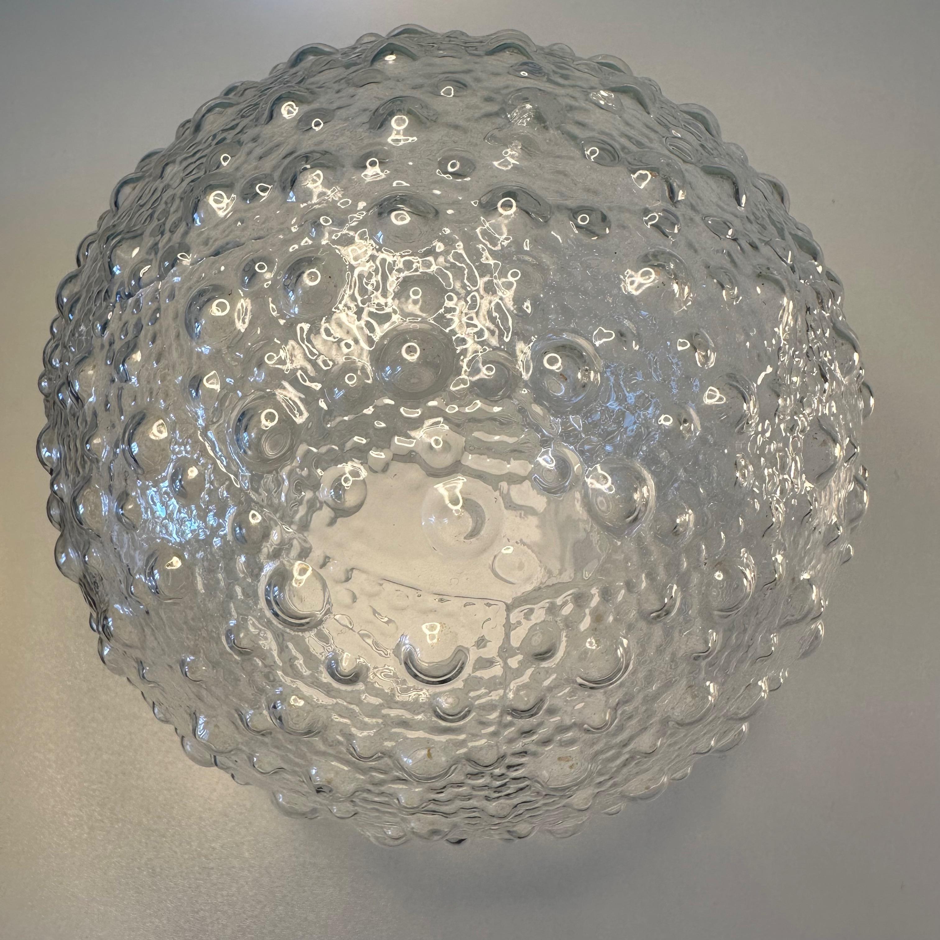 Late 20th Century Vintage Plastic Bubble Textured Globe Flush Mount Lamp or Wall Light Sconce For Sale