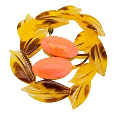 Vintage plastic faux coral brooch