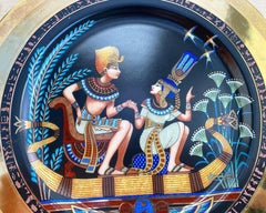 Vintage Plate with Egyptian Motives by Fine Royal Porcelain Sculpture, 1980s