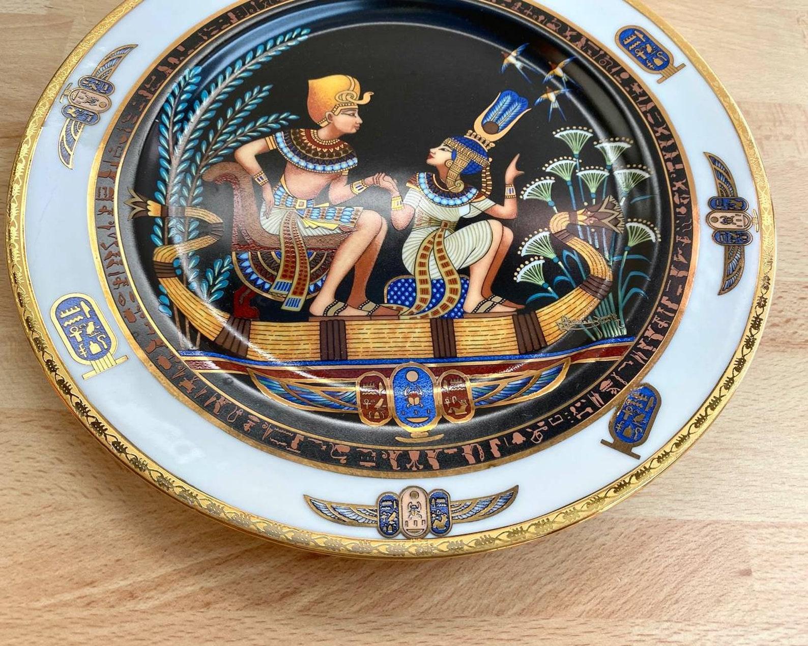 Late 20th Century Vintage Plate With Egyptian Scene by Fine Royal Porcelain Sculpture, 1980s