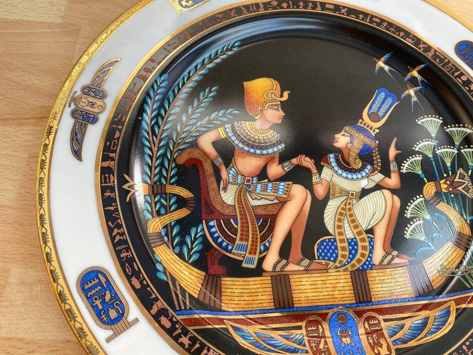 Vintage Plate With Egyptian Scene by Fine Royal Porcelain Sculpture, 1980s 2