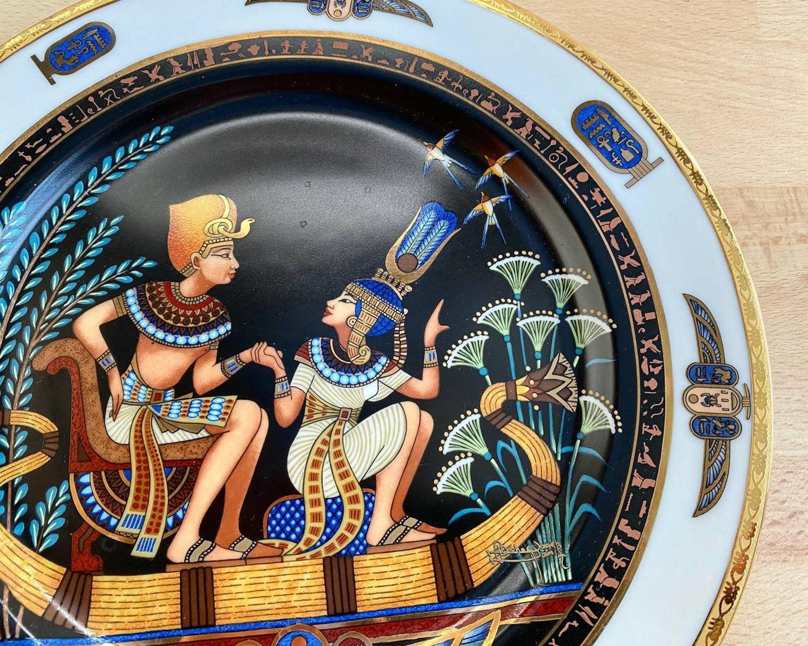 Vintage Plate With Egyptian Scene by Fine Royal Porcelain Sculpture, 1980s 3