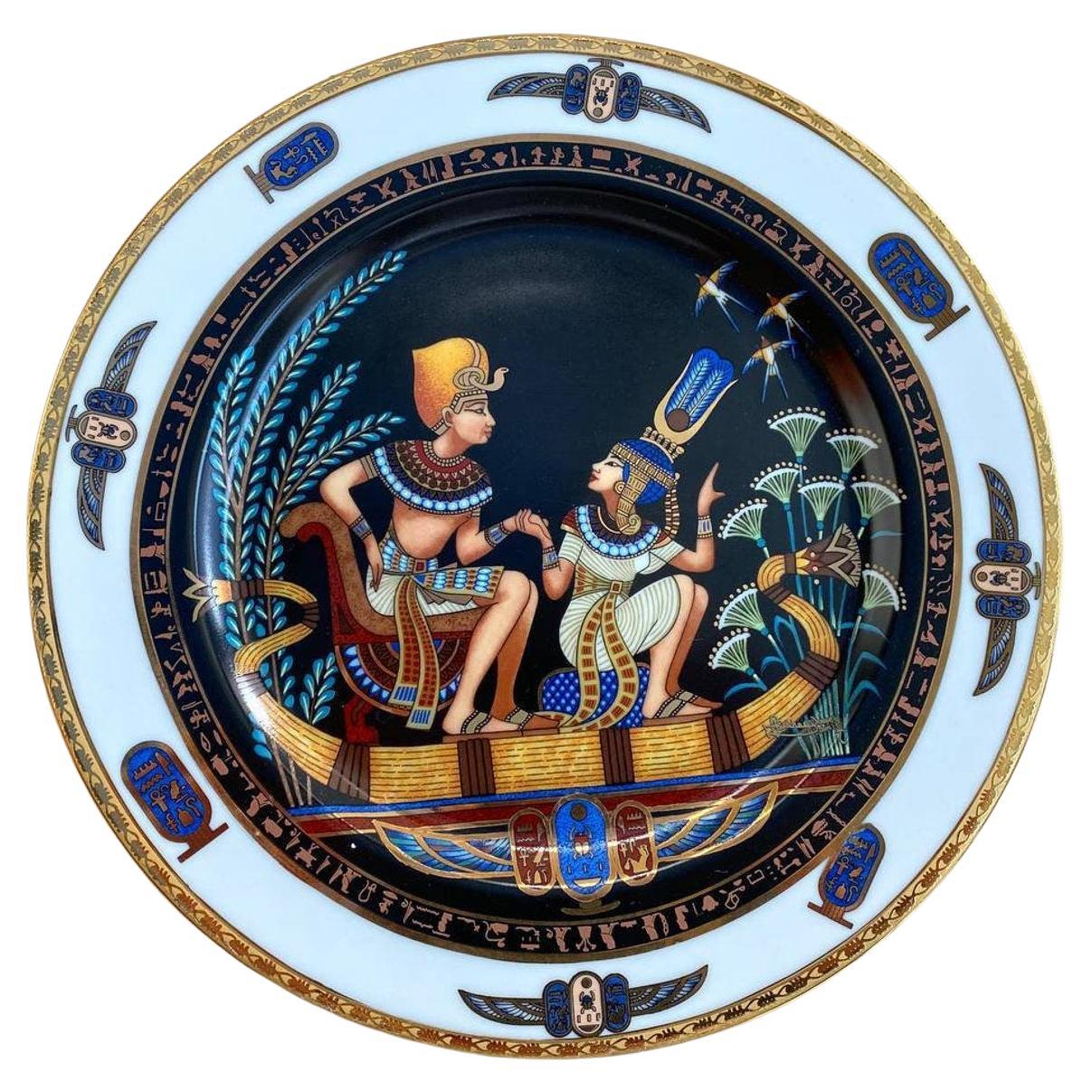 Vintage Plate With Egyptian Scene by Fine Royal Porcelain Sculpture, 1980s