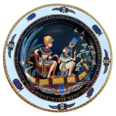 Assiette vintage avec scène égyptienne par Fine Royal Porcelain Sculpture, années 1980