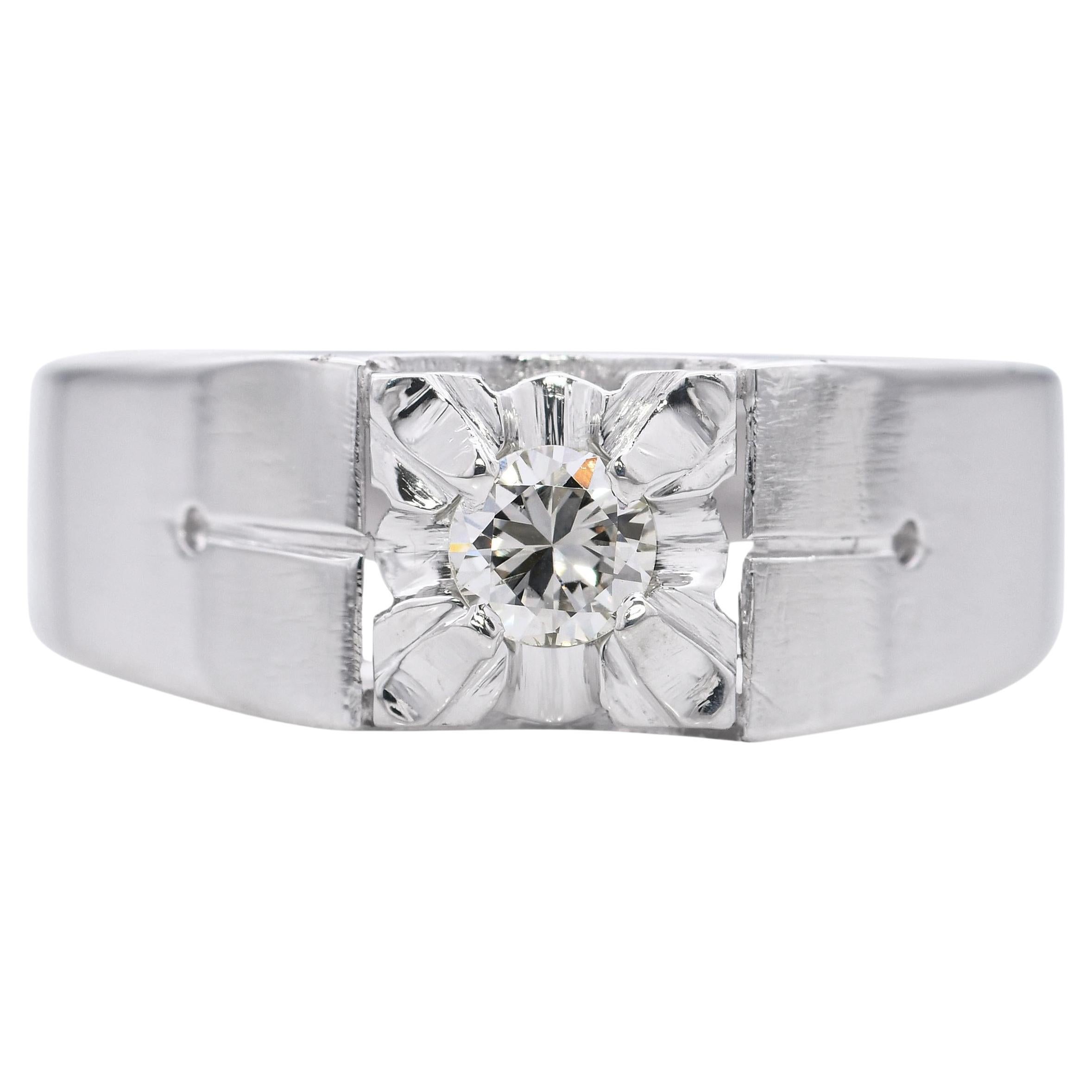 Anello in platino vintage con diamante da 0,20 carati