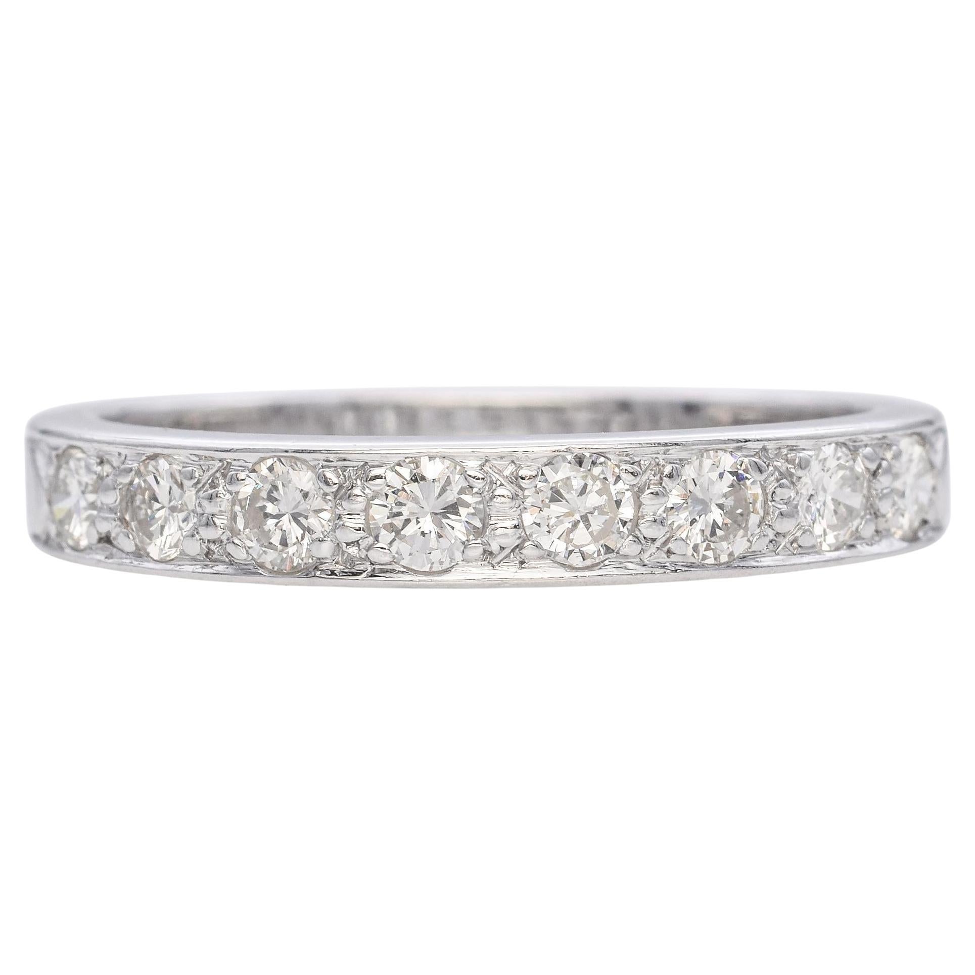 Vintage Platinum 0.27 TCW Diamond Semi Eternity Wedding Band Ring