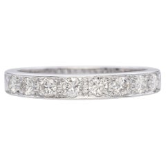 Vintage Platinum 0.27 TCW Diamond Semi Eternity Wedding Band Ring