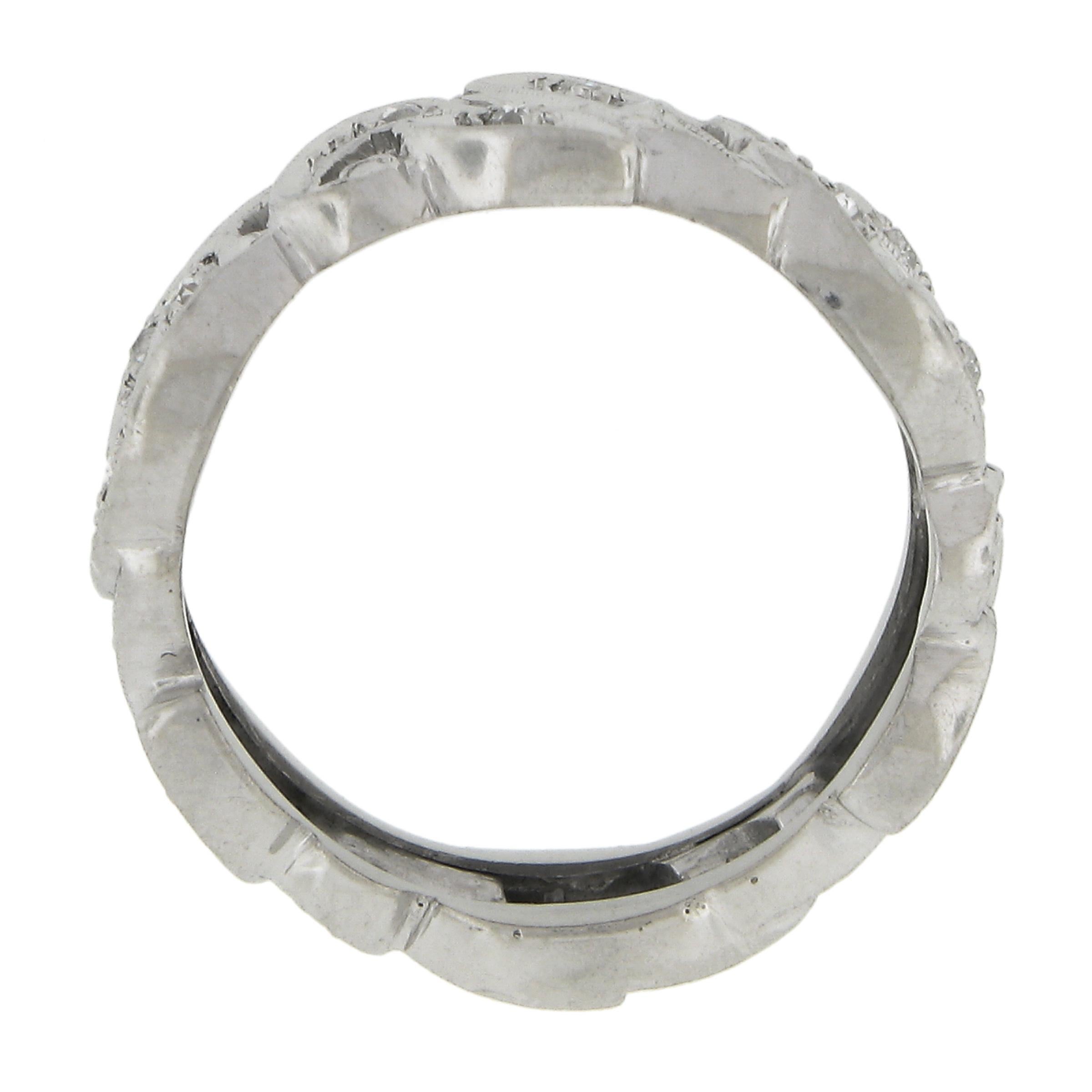 De las mujeres Alianza de Platino Vintage 0,40 ctw Diamante talla antigua Anillo de Boda Eternidad Floral Ancho en venta