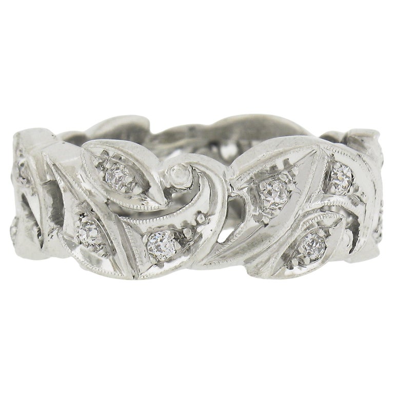 Floral Diamond Band Ring - 323 For Sale on 1stDibs