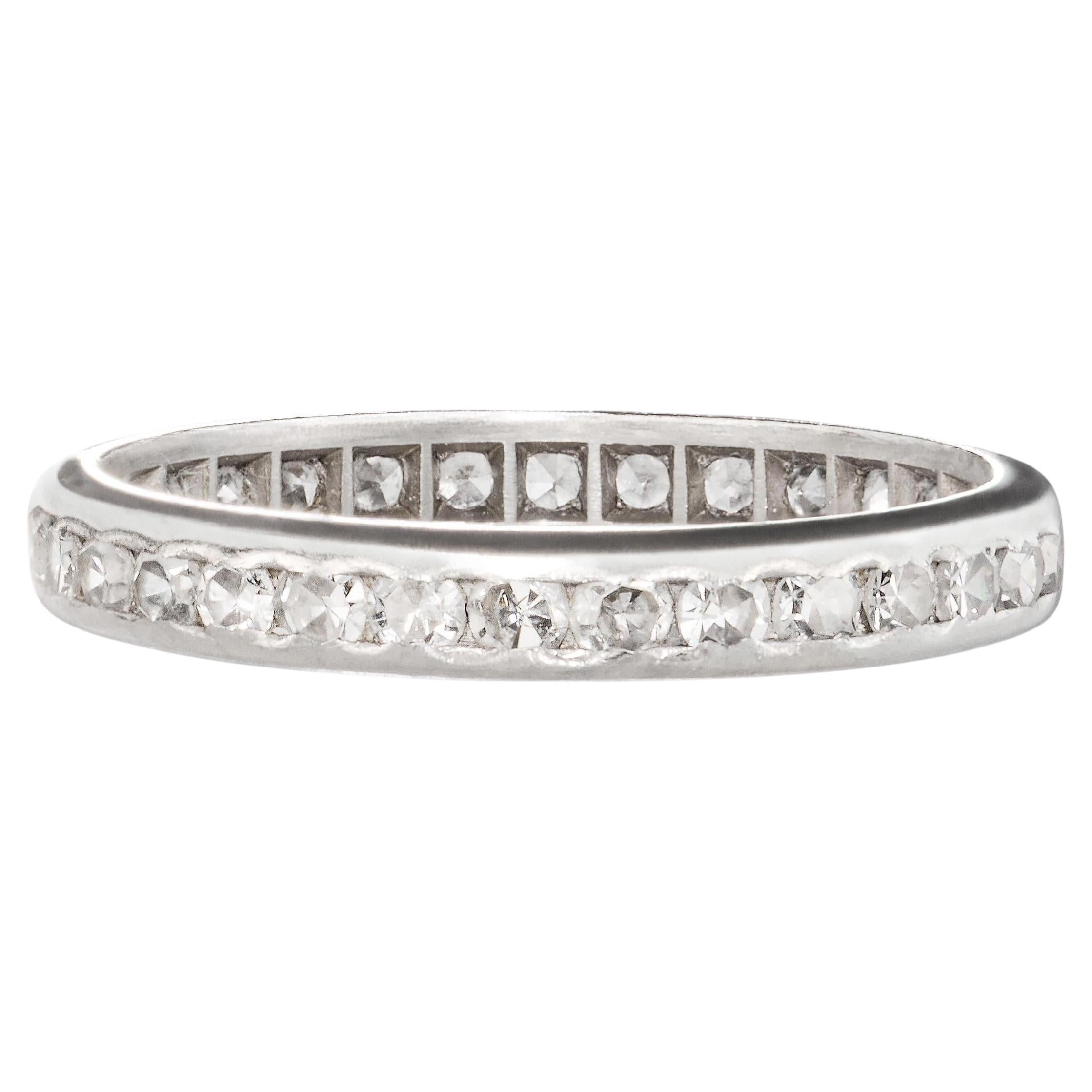 Vintage Platinum 0.51tcw Single Cut Diamond Eternity Band