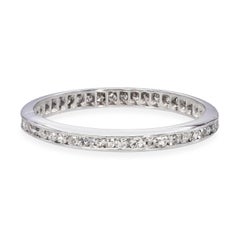 Vintage Platinum 0.54tcw Single Cut Diamond Eternity Ring