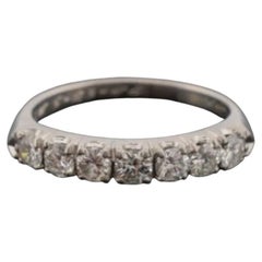 Vintage Platinum 0.55ctw Diamond 7 Round Brilliantes Band Ring Size 5.5
