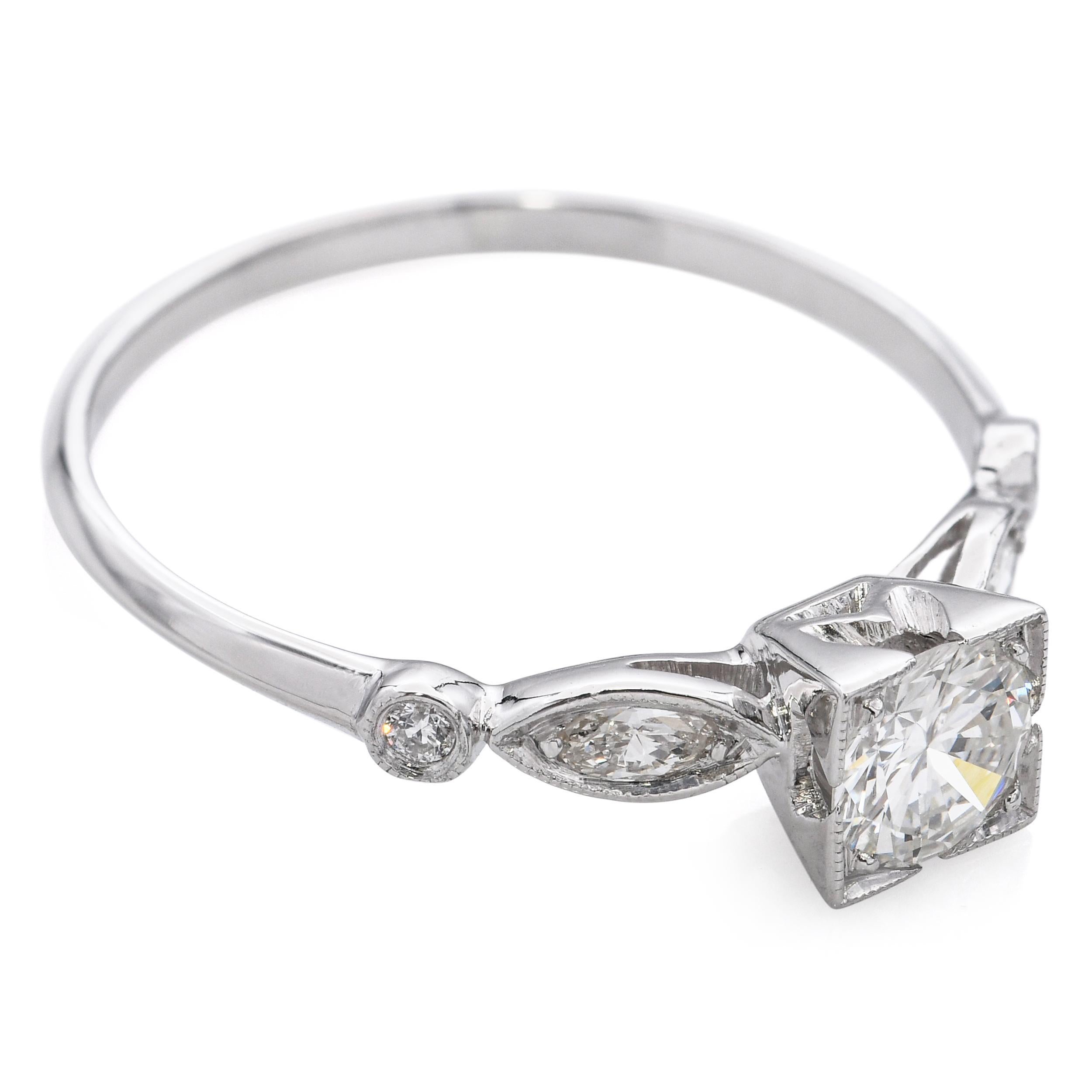 Vintage Platin 0.55tcw G Vs1 Diamant Ring im Angebot 1