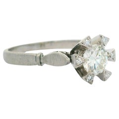 Vintage Platinum 0.57ctw Old Diamond Triangular Prong Engagement Solitaire Ring