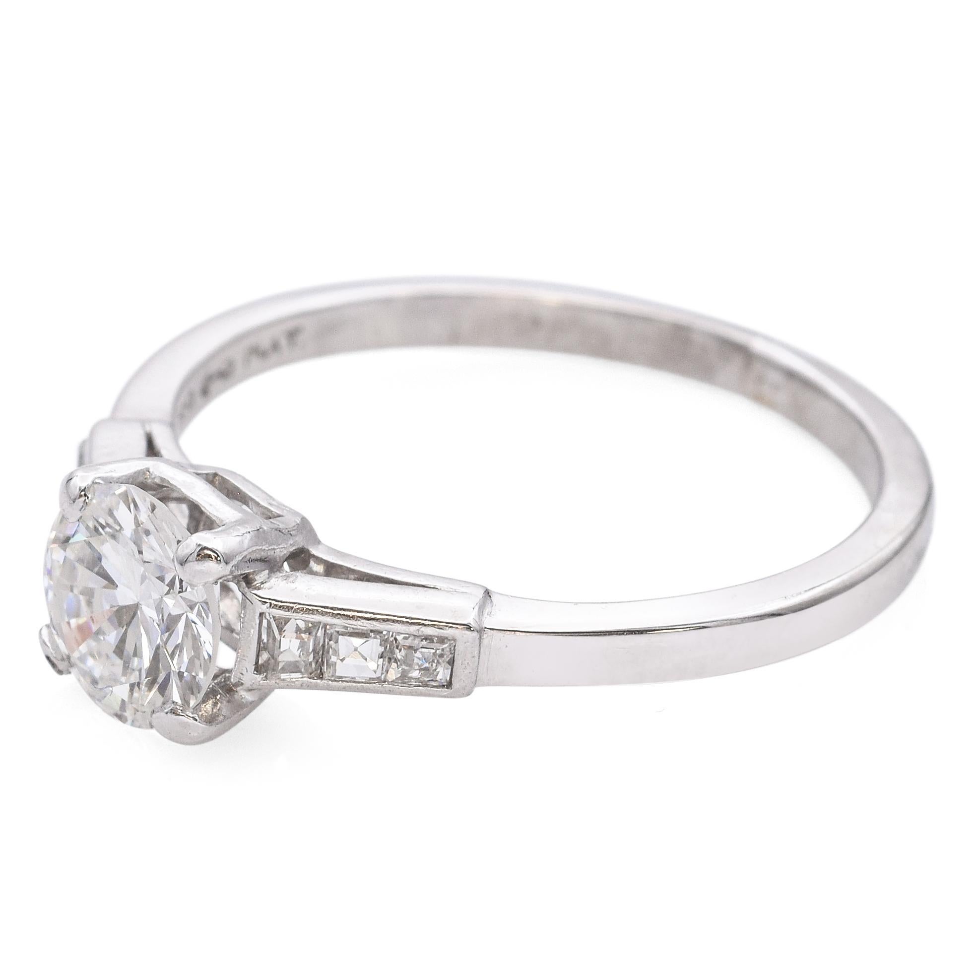 De las mujeres Anillo de compromiso de diamantes vintage en platino 0,73 ct F VS1 GIA en venta