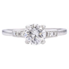 Vintage Platin 0,73 Karat F VS1 Diamant-Verlobungsring GIA