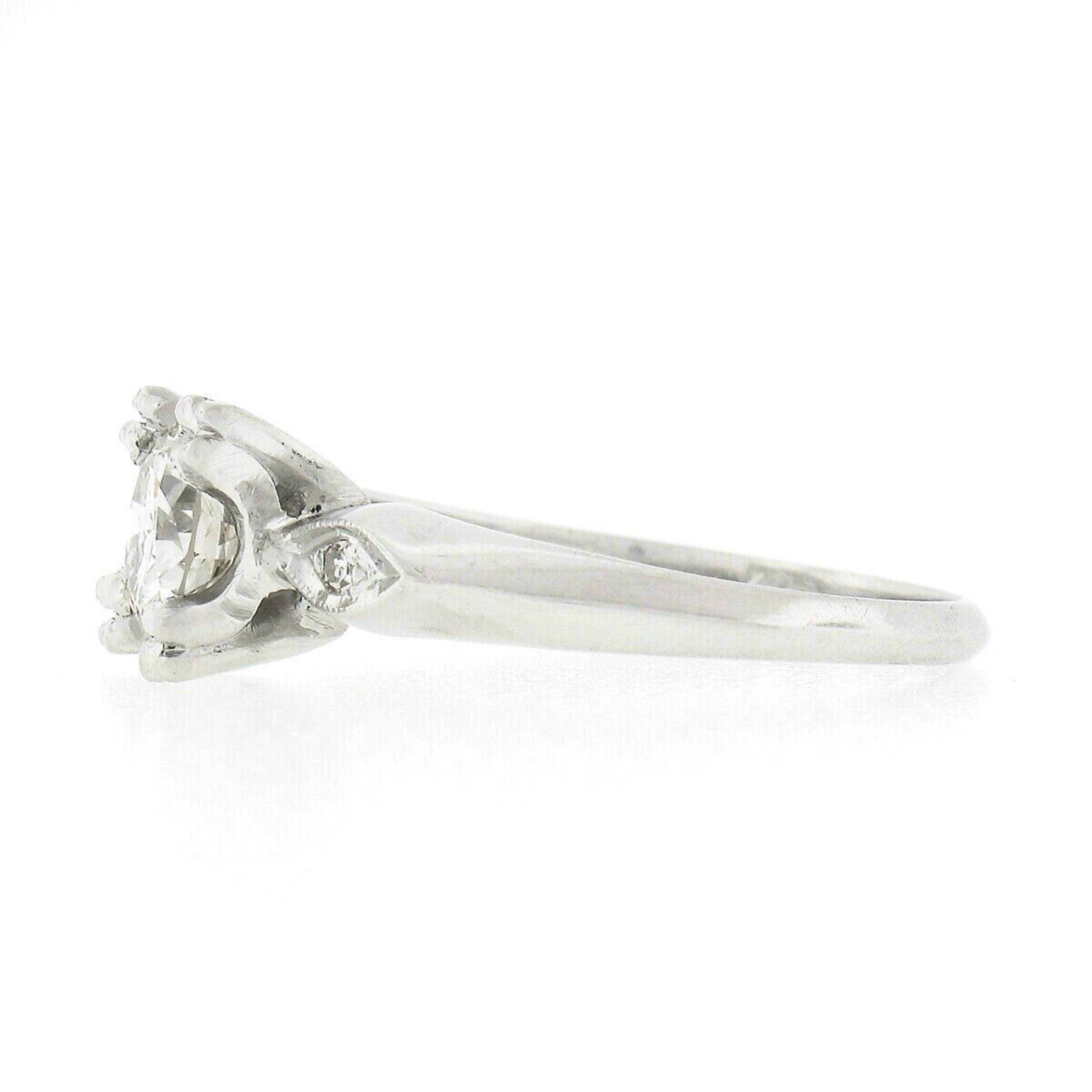 De las mujeres Anillo de compromiso solitario de platino vintage de 0,73 ctw con diamante europeo antiguo en garras en venta