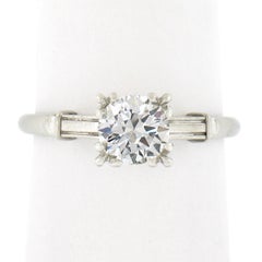 Vintage Platinum 0.75ct Old Cut Fiery Diamond in Square Basket Engagement Ring