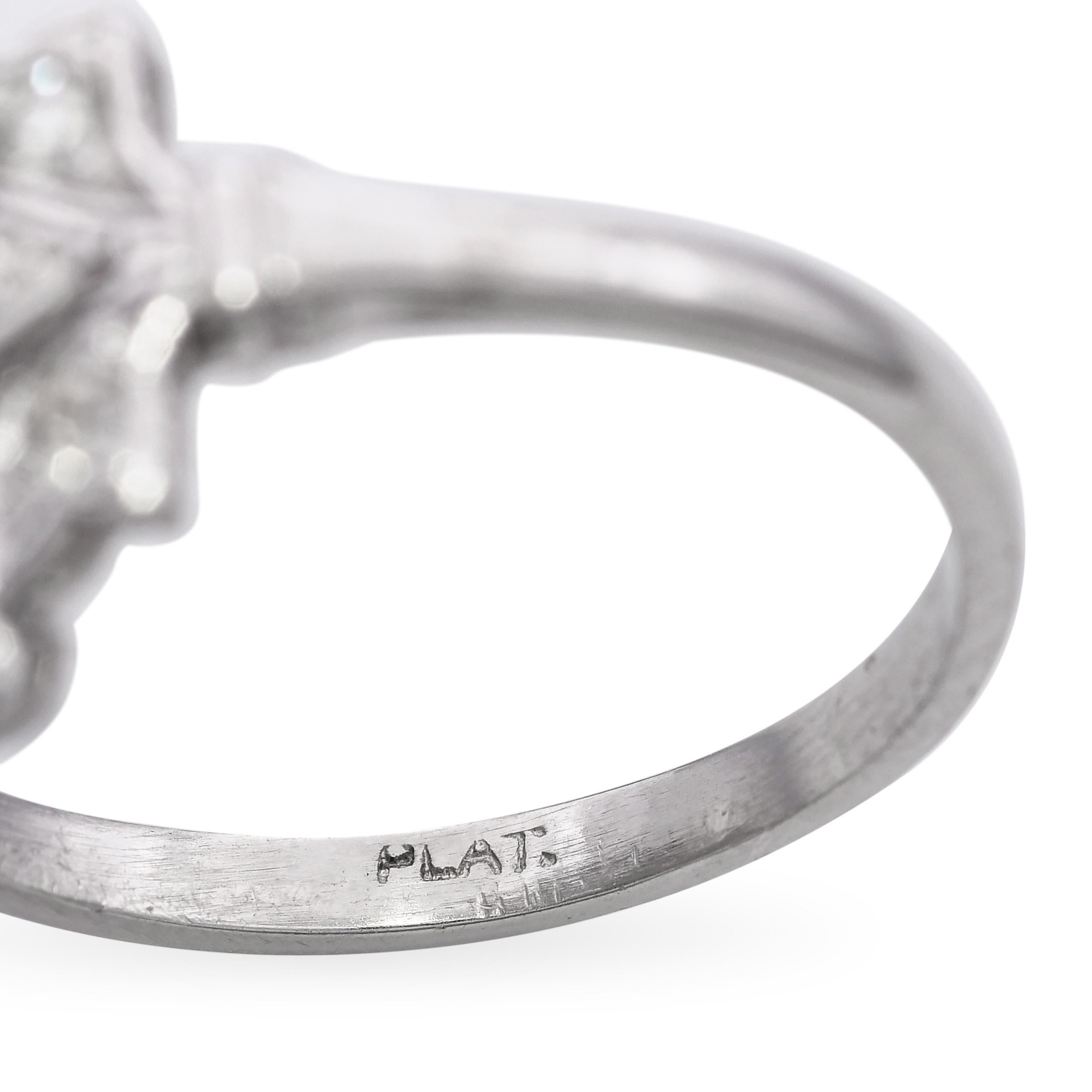 Vintage Platin 0,75 tcw Diamant Blumenmotiv dekorativen Ring im Angebot 3