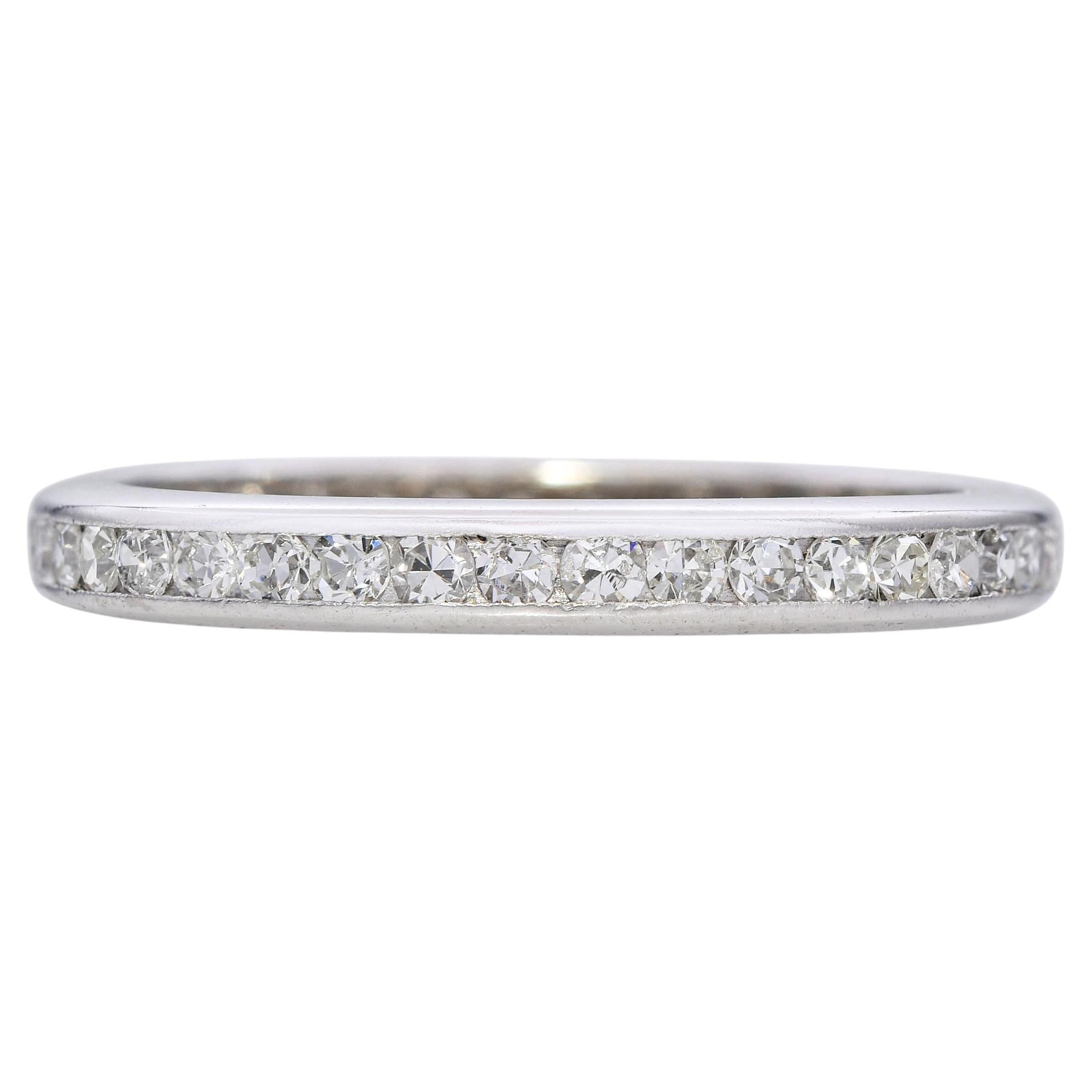 Vintage Platinum 0.85tcw Single Cut Diamond Eternity Band Ring