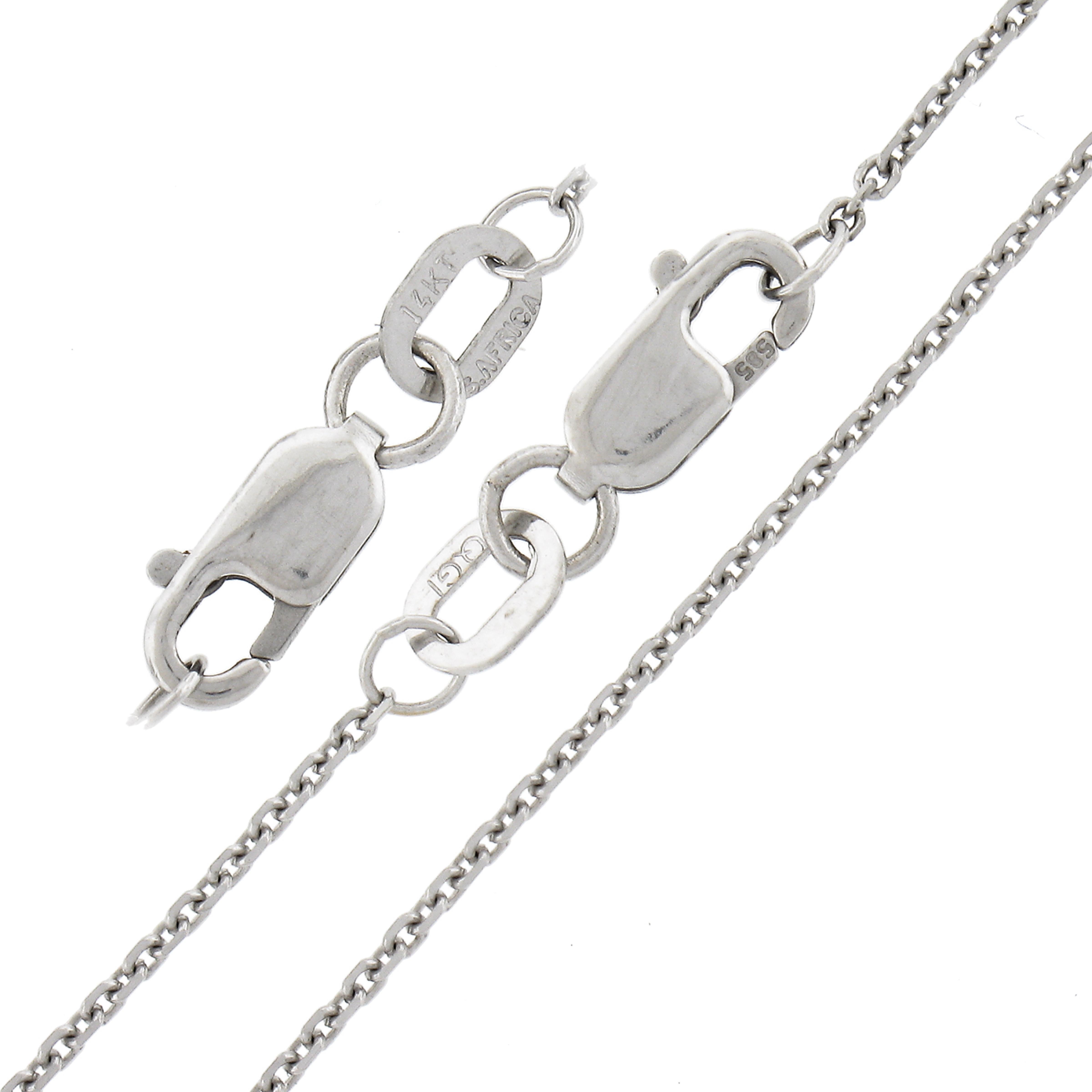 Colgante cuadrado vintage de platino con diamante redondo solitario de 0,92 ct y cadena de cable en venta 2